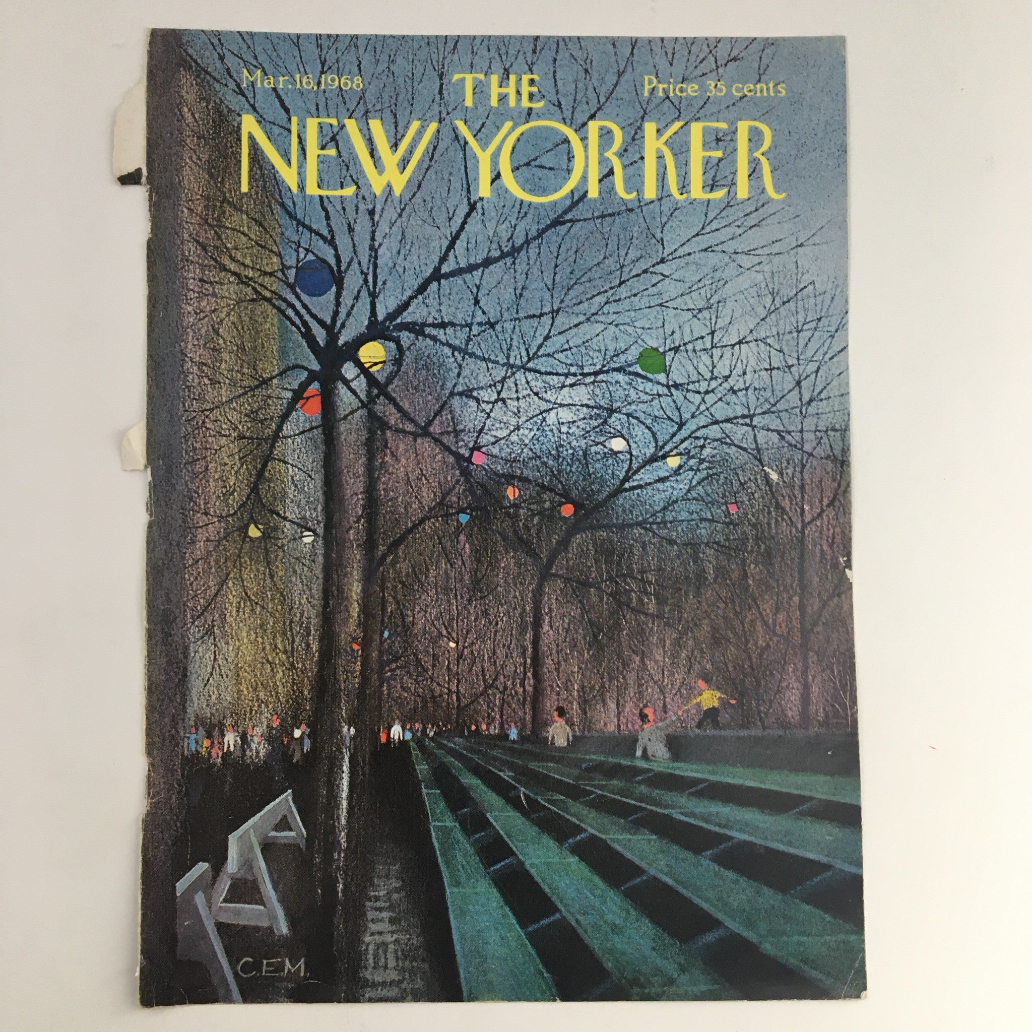 COVER ONLY The New Yorker March 16 1968 Full Cover Theme by Charles E. Martin