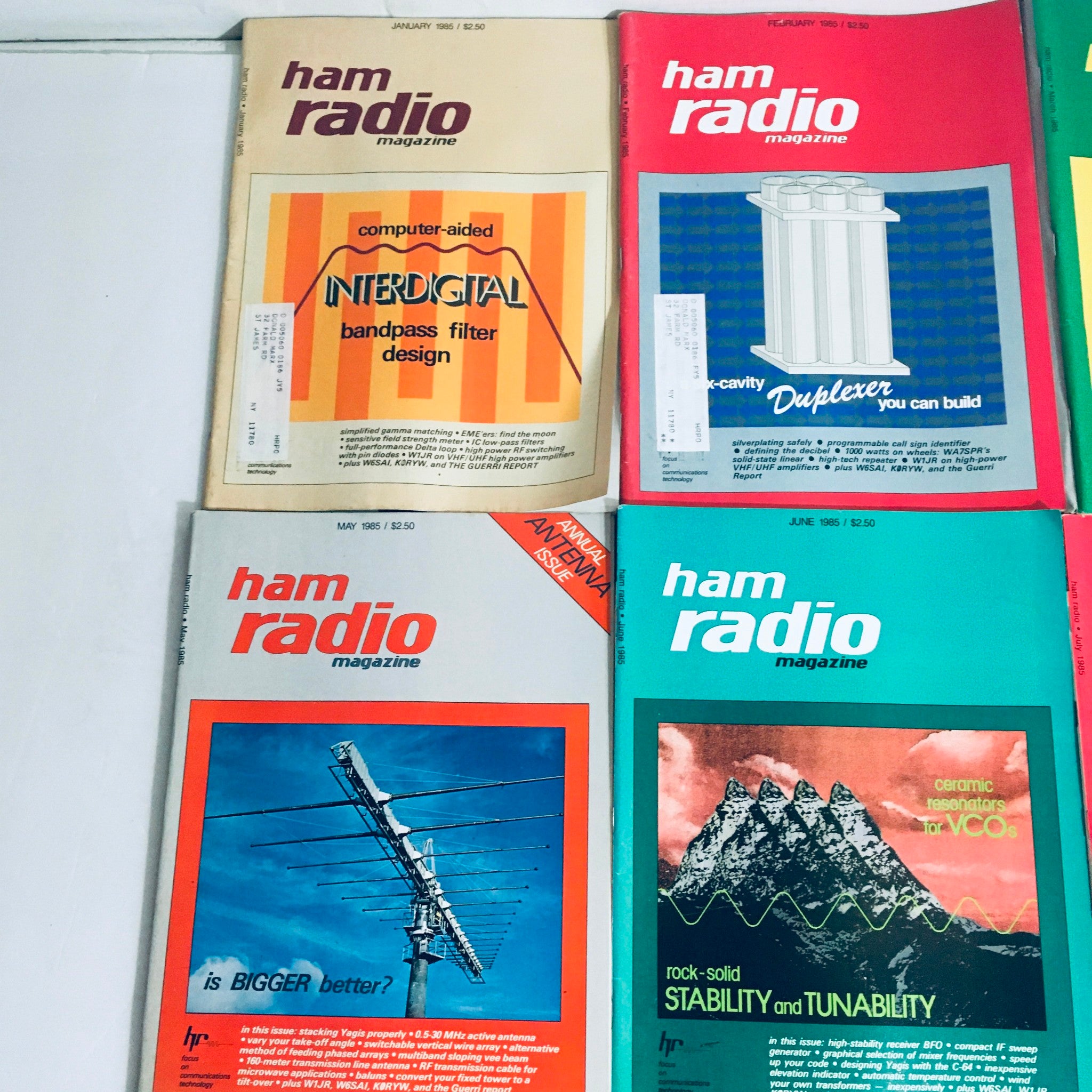 Lot of 12 Complete January to December 1985 Ham Radio Volume 1 to 12