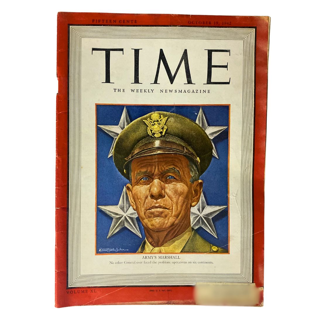 VTG Time Magazine October 19 1942 Army's George C. Marshall