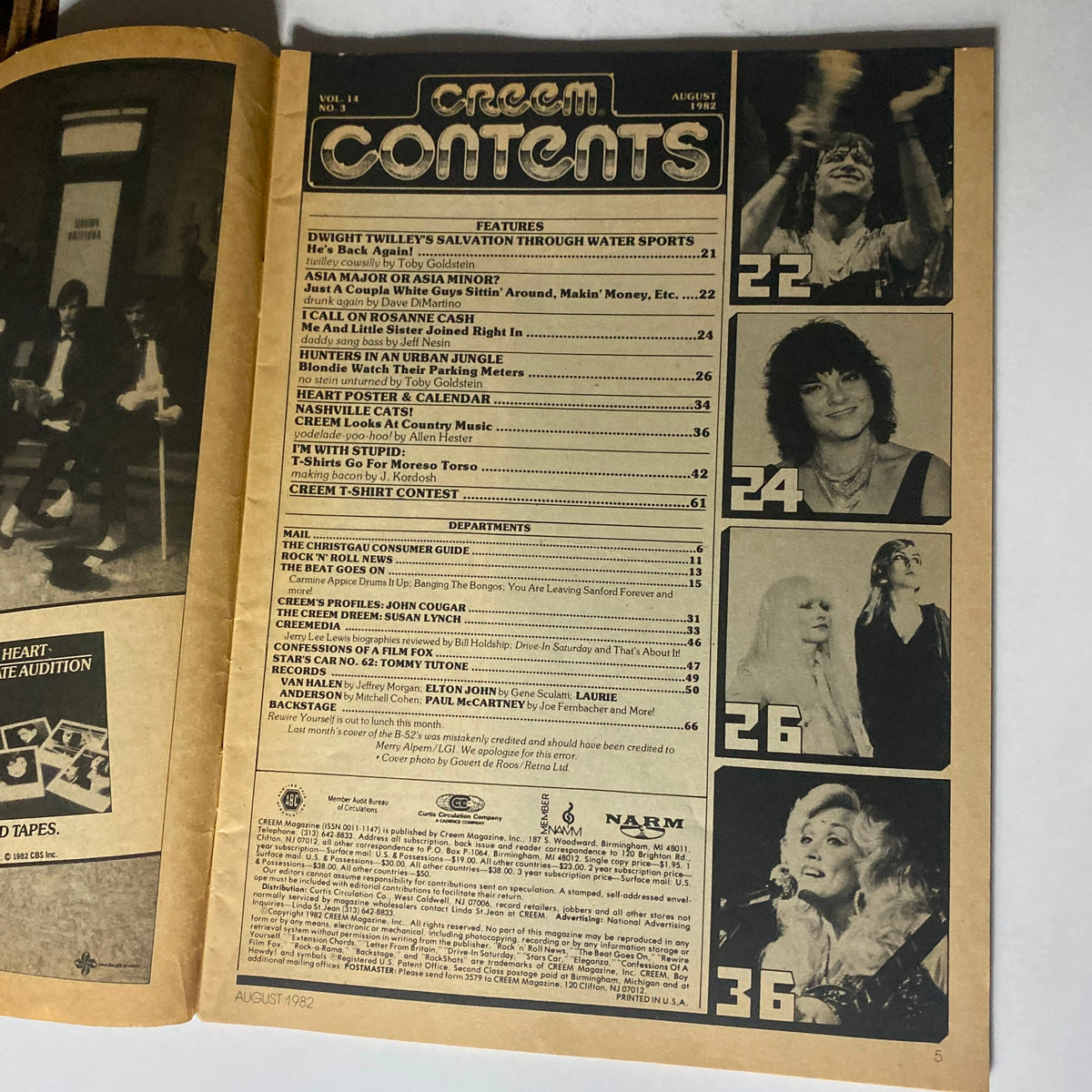 Creem Magazine August 1982 with Poster