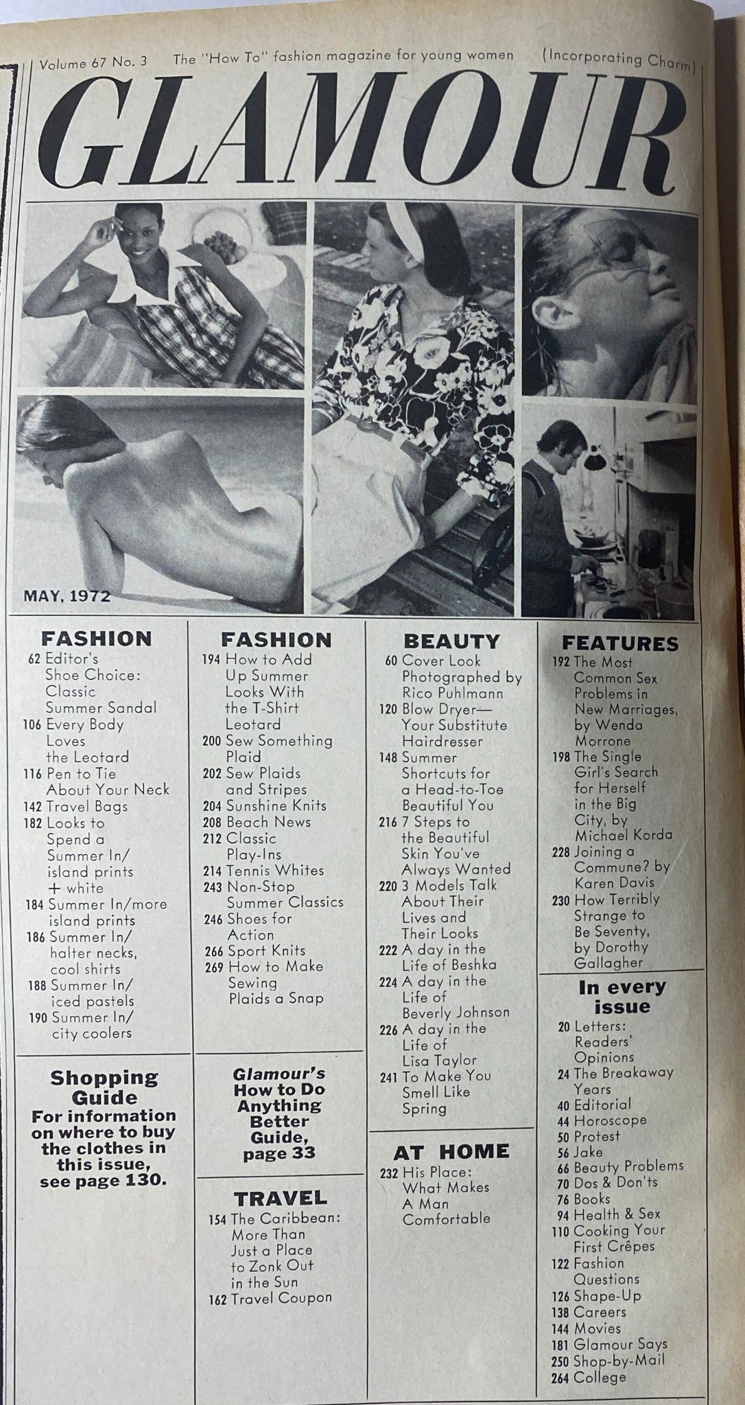 Glamour Magazine May 1972 Cover Look Photographed by Rico Puhlmann No Label