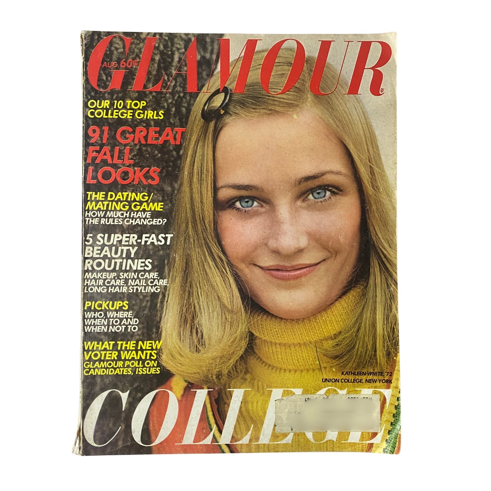 Glamour Magazine August 1972 Kathleen White Cover