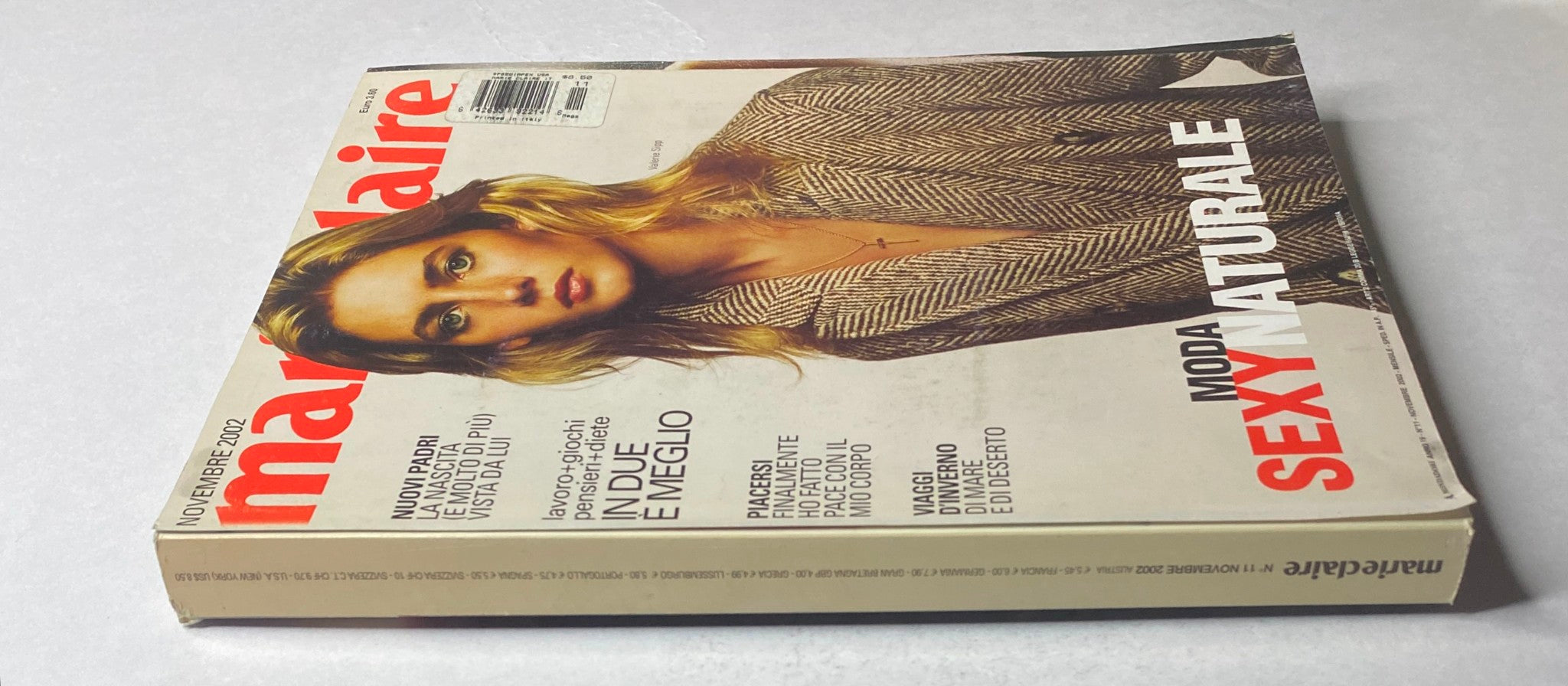 Cover of Marie Claire Italia Magazine, November 2002 featuring Valerie Sipp, highlighting fashion and a vintage aesthetic.