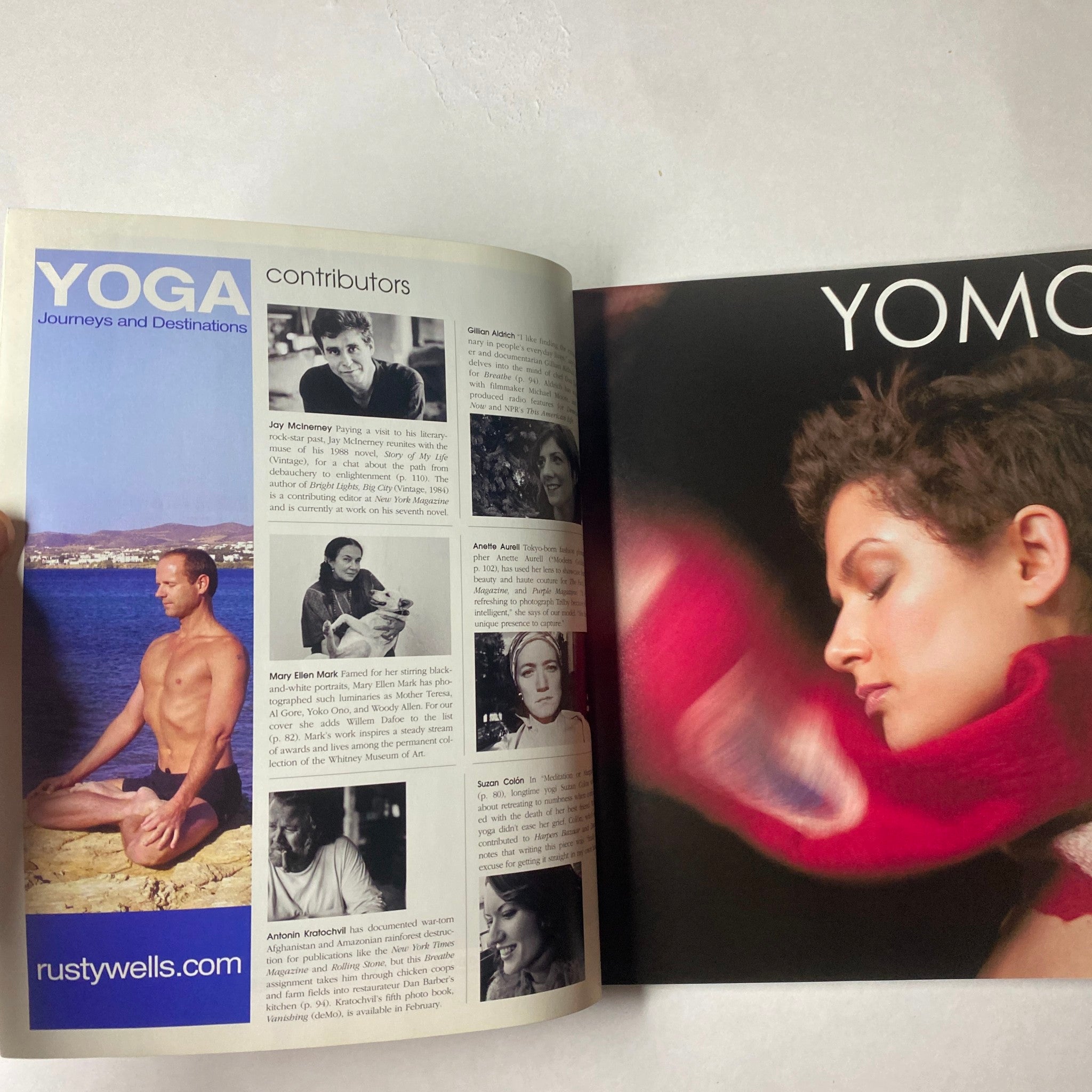 A feature from Breathe Magazine January-February 2005 dedicated to yoga contributions and profiles of notable figures in the wellness community, showcasing serene imagery and the essence of mindful practices.