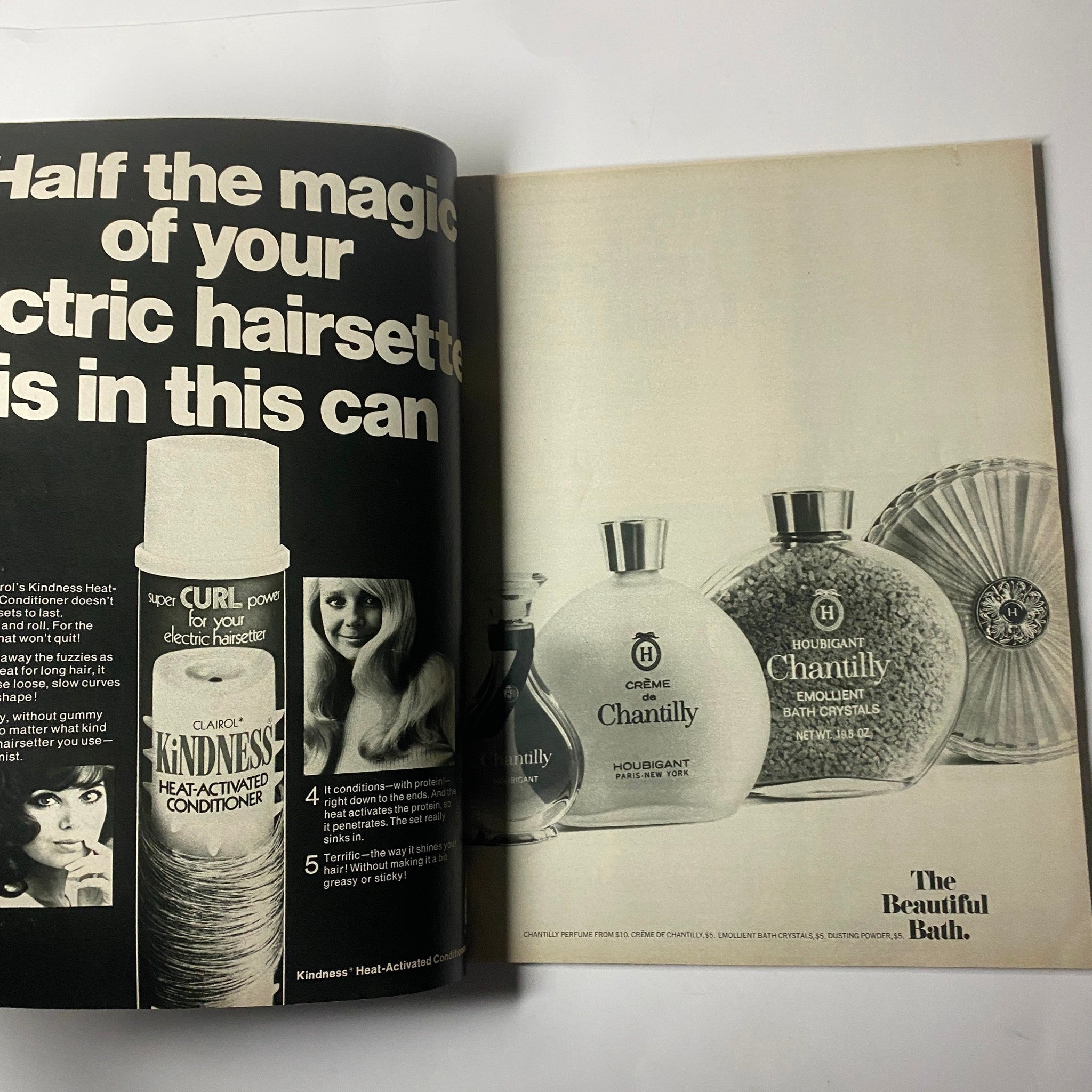 Advertisement page from Seventeen Magazine September 1971 featuring Kindness heat-activated conditioner with a beauty product lineup.