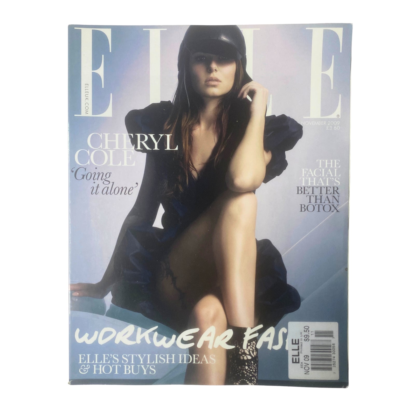 Elle UK Magazine November 2009 cover featuring Cheryl Cole, highlighting her exclusive article 'Going It Alone' and showcasing fashion ideas, in very good condition.