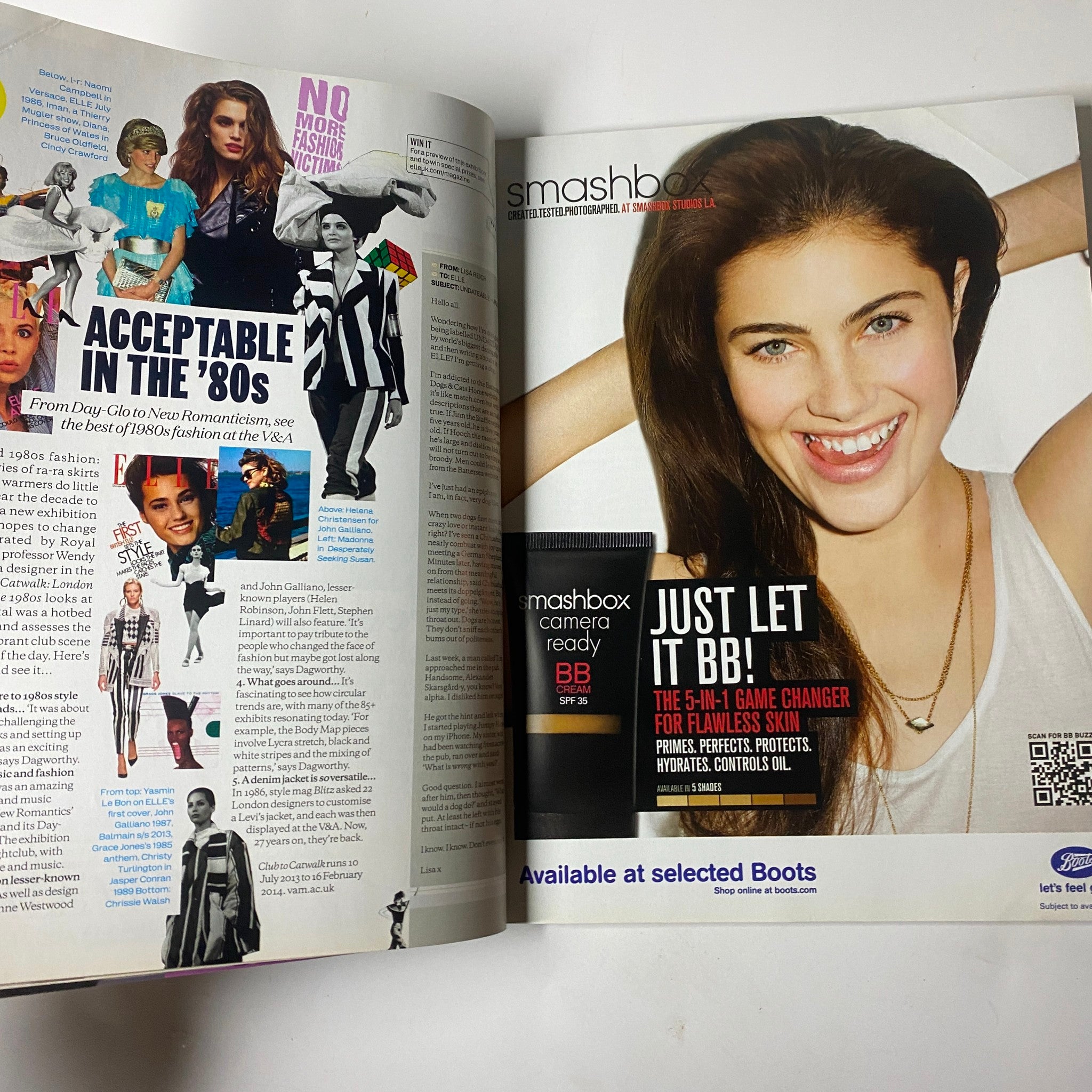 Inside page of the Elle UK Magazine June 2013, featuring editorial content alongside an advertisement for Smashbox cosmetics.