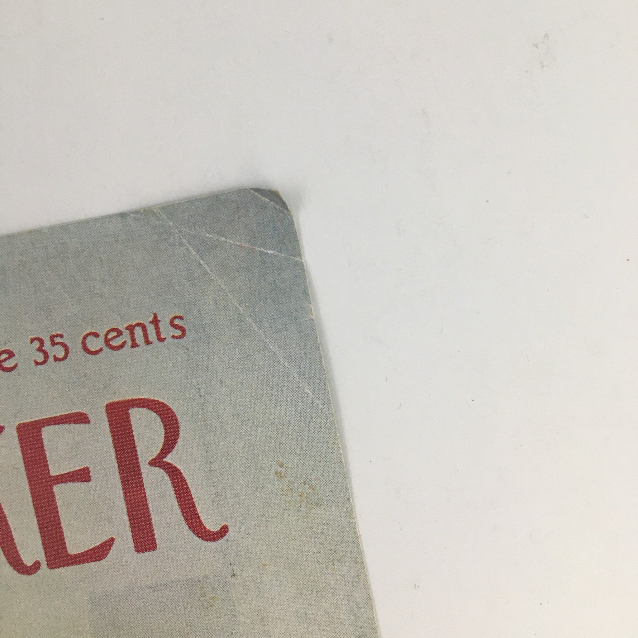 Corner detail of The New Yorker March 2 1968 depicting the vintage magazine's title and original price of 35 cents, part of its collectible features.