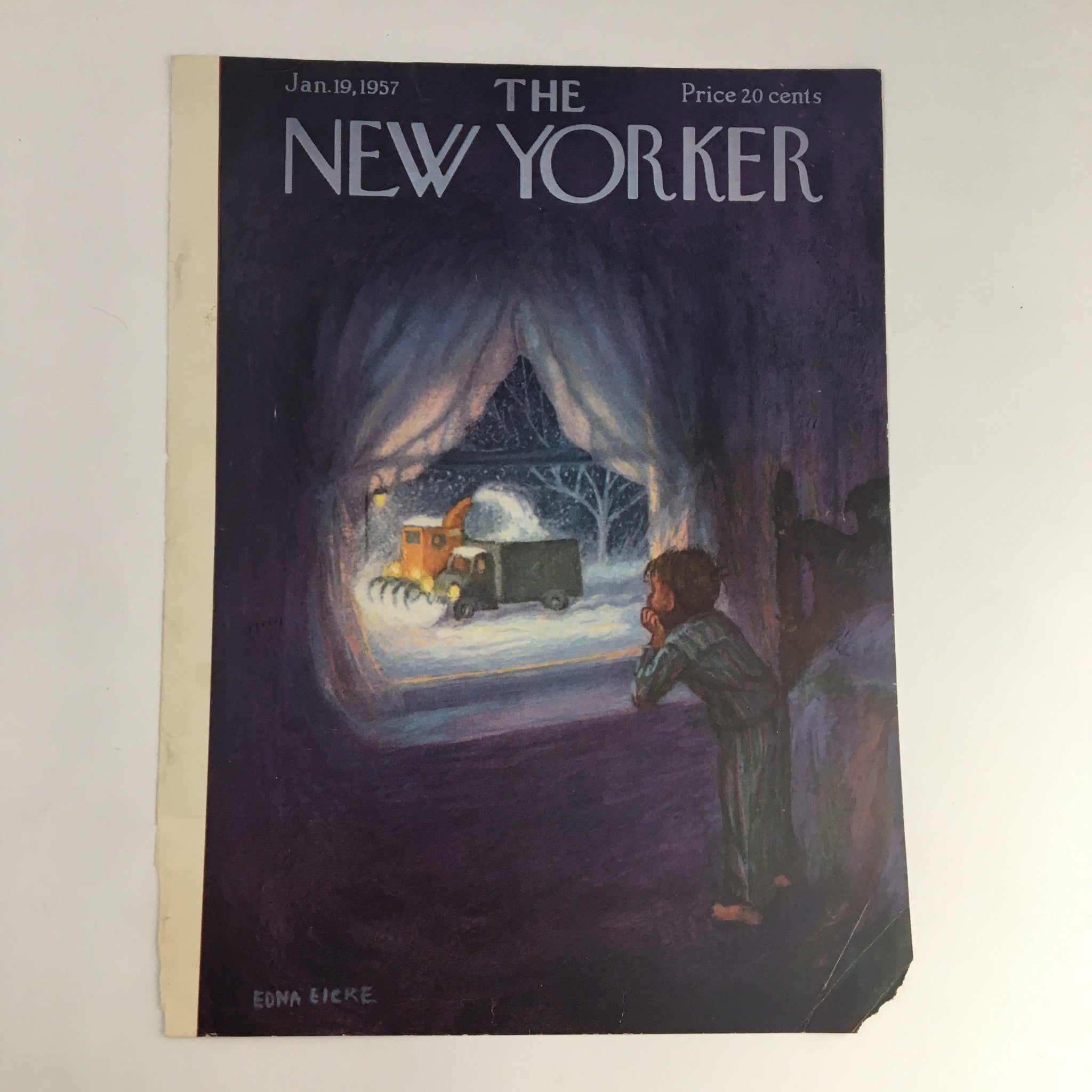 COVER ONLY The New Yorker January 19 1957 Full Cover Theme by Edna Eicke