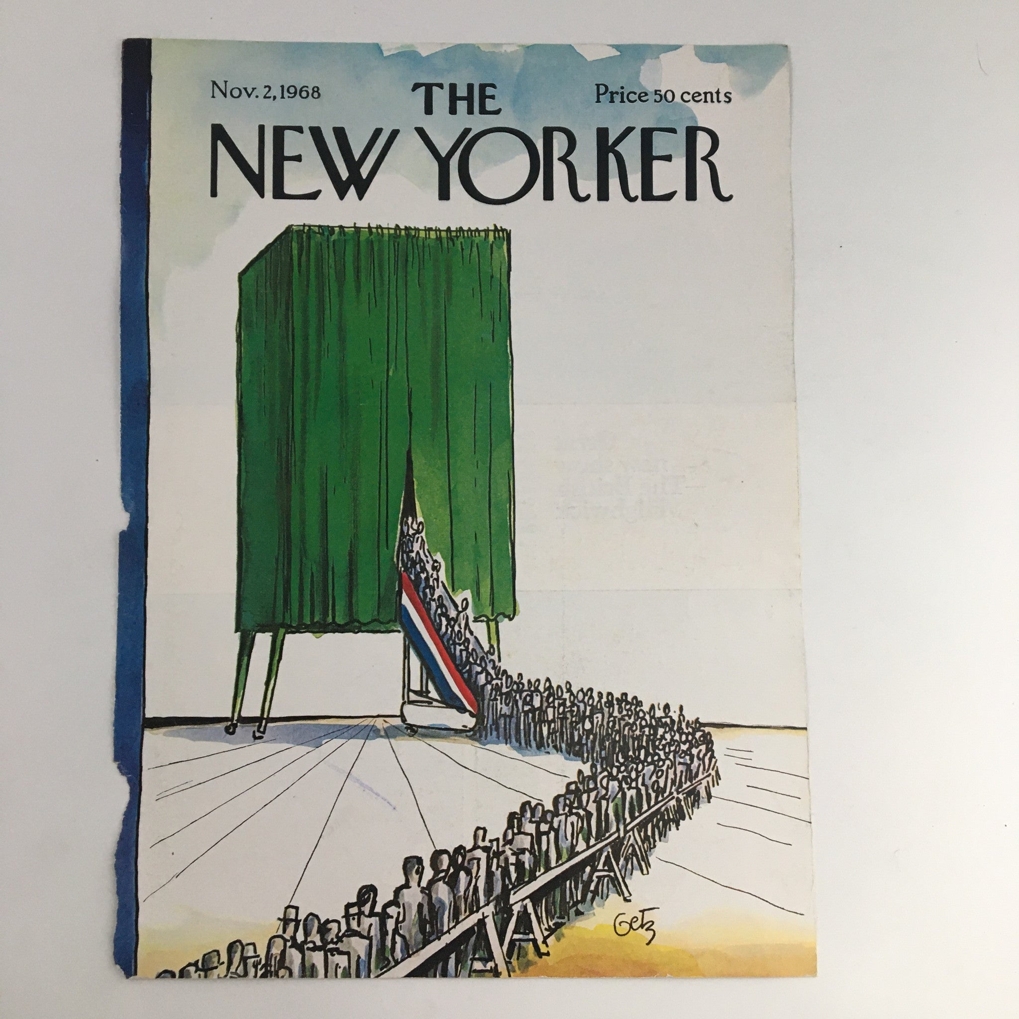 COVER ONLY The New Yorker November 2 1968 Full Cover Theme by Arthur Getz