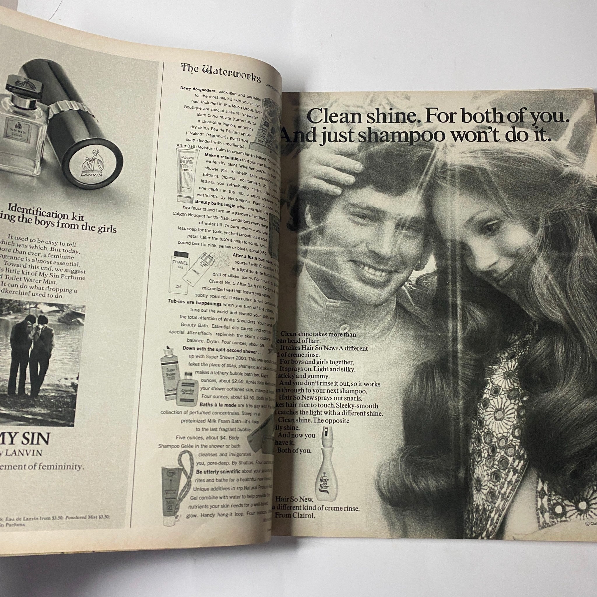 Vintage advertisement from Seventeen Magazine November 1969 showcasing the Watercolors beauty products with a smiling couple.