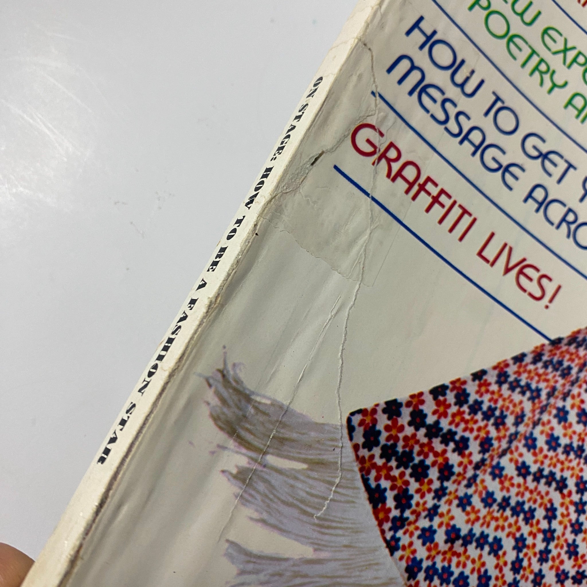 Close-up shot of the side spine of Seventeen Magazine September 1969, highlighting the magazine's wear with a visible crease and the title 'How To Be A Fashion Star'.