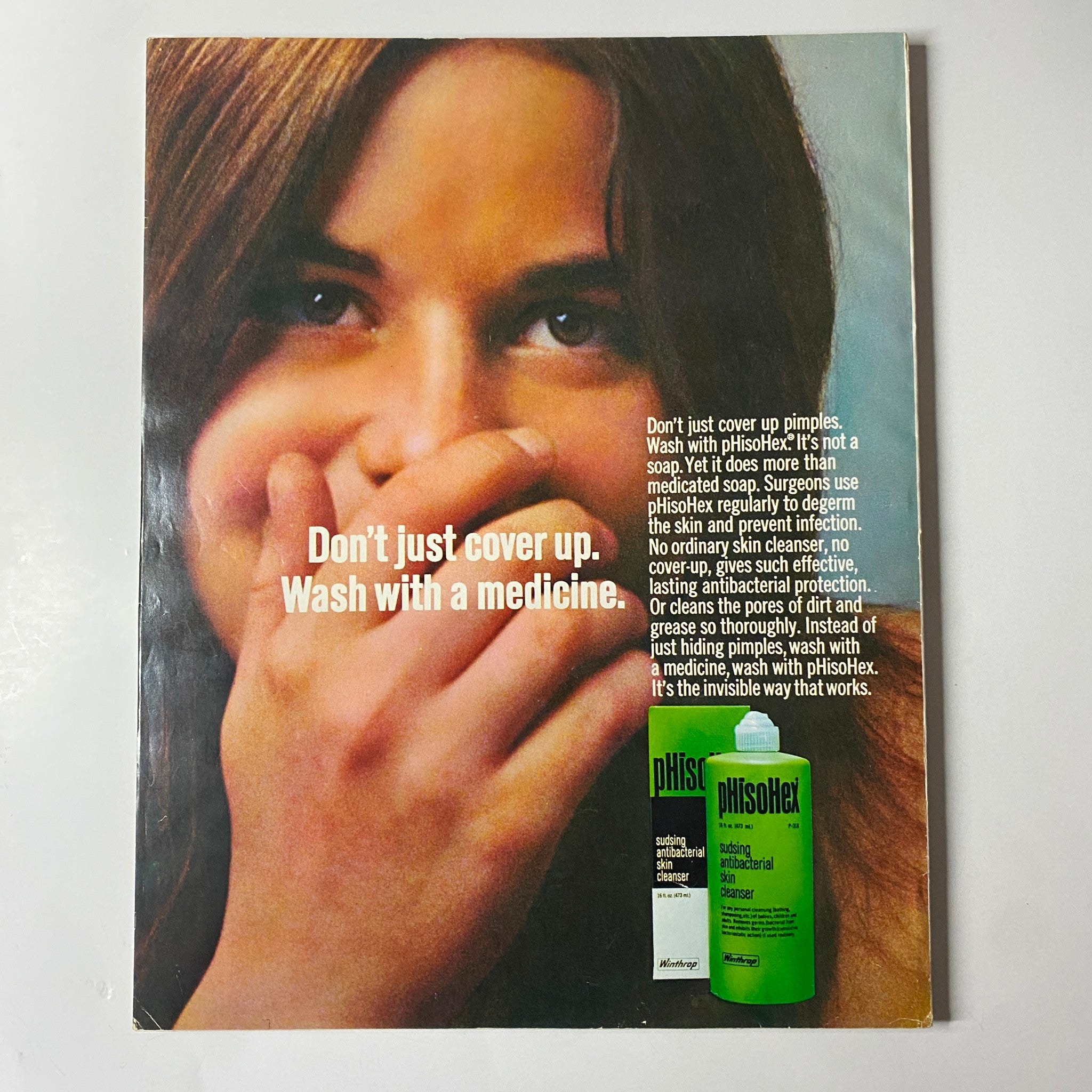 Advert for pHisoderm showcasing a model and highlighting skin care advice, featured in Seventeen Magazine September 1969 under the theme 'On Stage: How To Be A Fashion Star'.