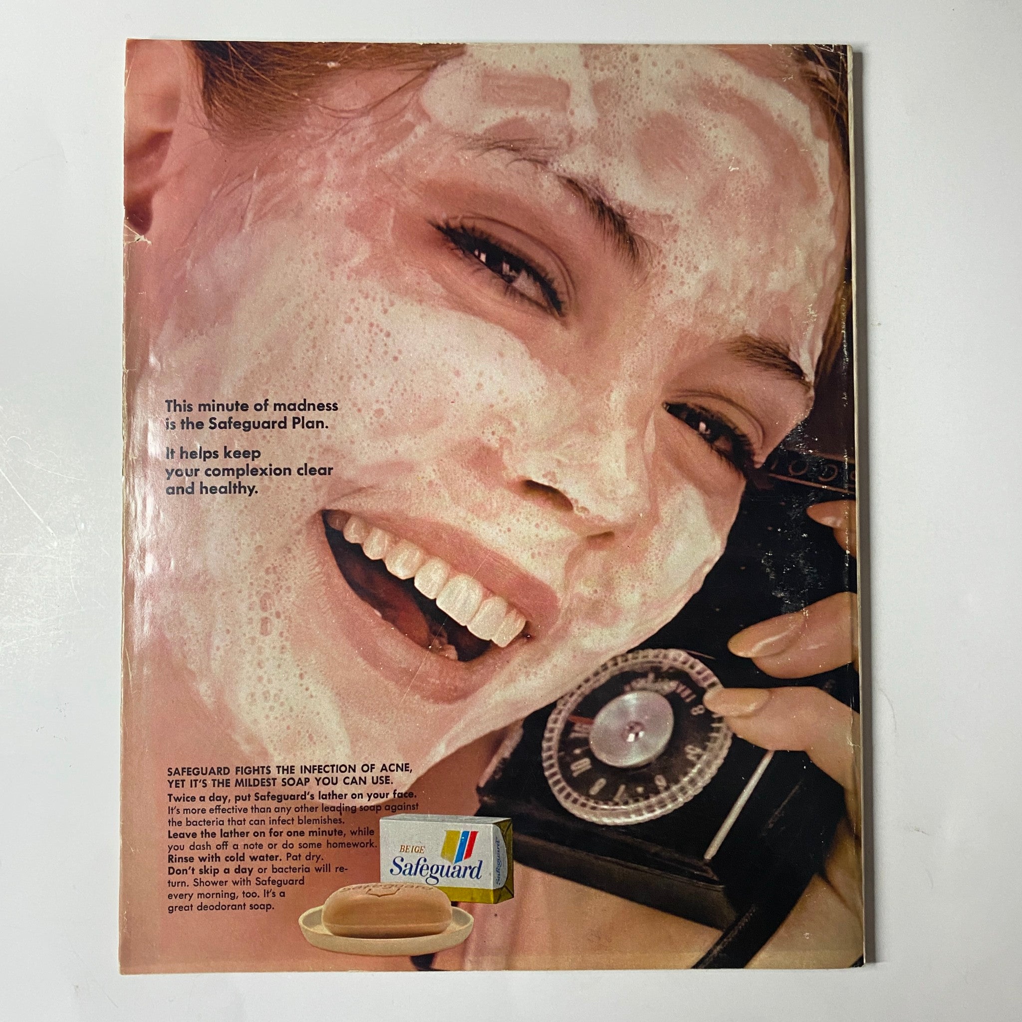 Seventeen Magazine June 1969 showcasing an advertisement for Safeguard soap with a smiling model using a skin treatment, promoting healthy and clear complexions for summer beauty.