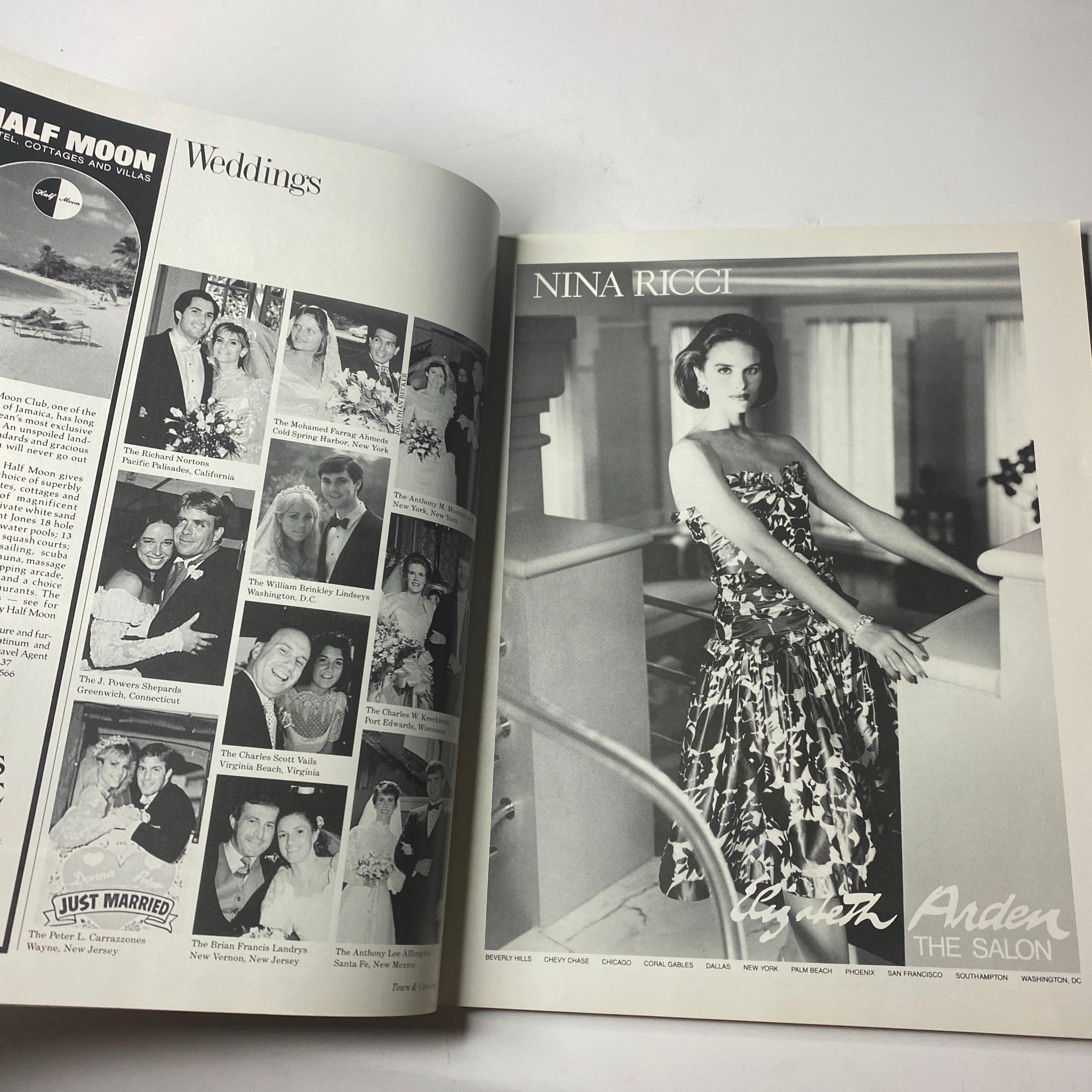 Town & Country Magazine January 1987 Alix Goldsmith Cover No Label VG - A wedding feature showcasing elegant images of couples and celebrations, highlighting timeless fashion and joyous moments.