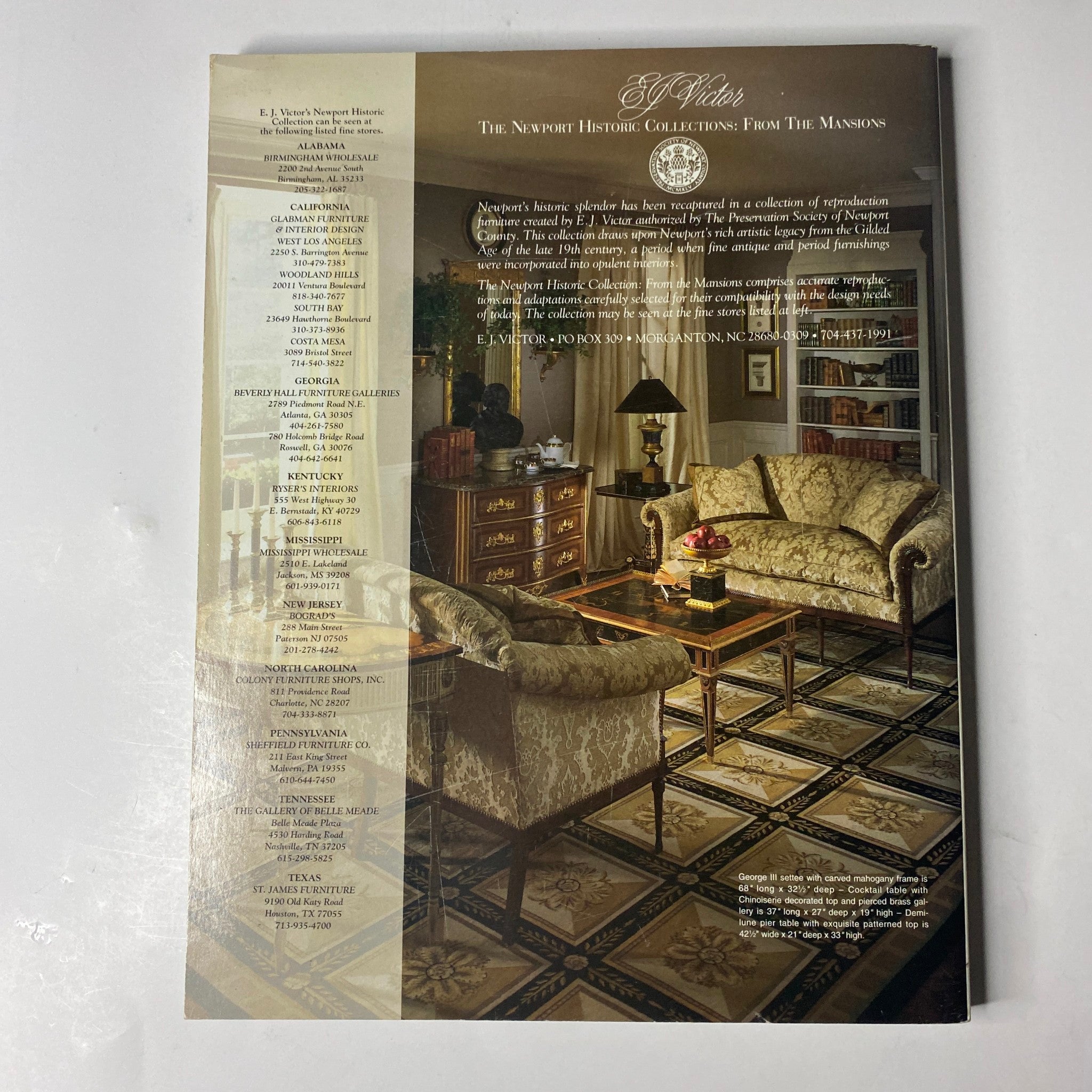 Back cover of Veranda Magazine Summer 1996 featuring a beautifully designed interior with elegant furniture and decor, highlighting the luxurious lifestyle showcased in this issue including Mary Douglas Drysdale's residence.