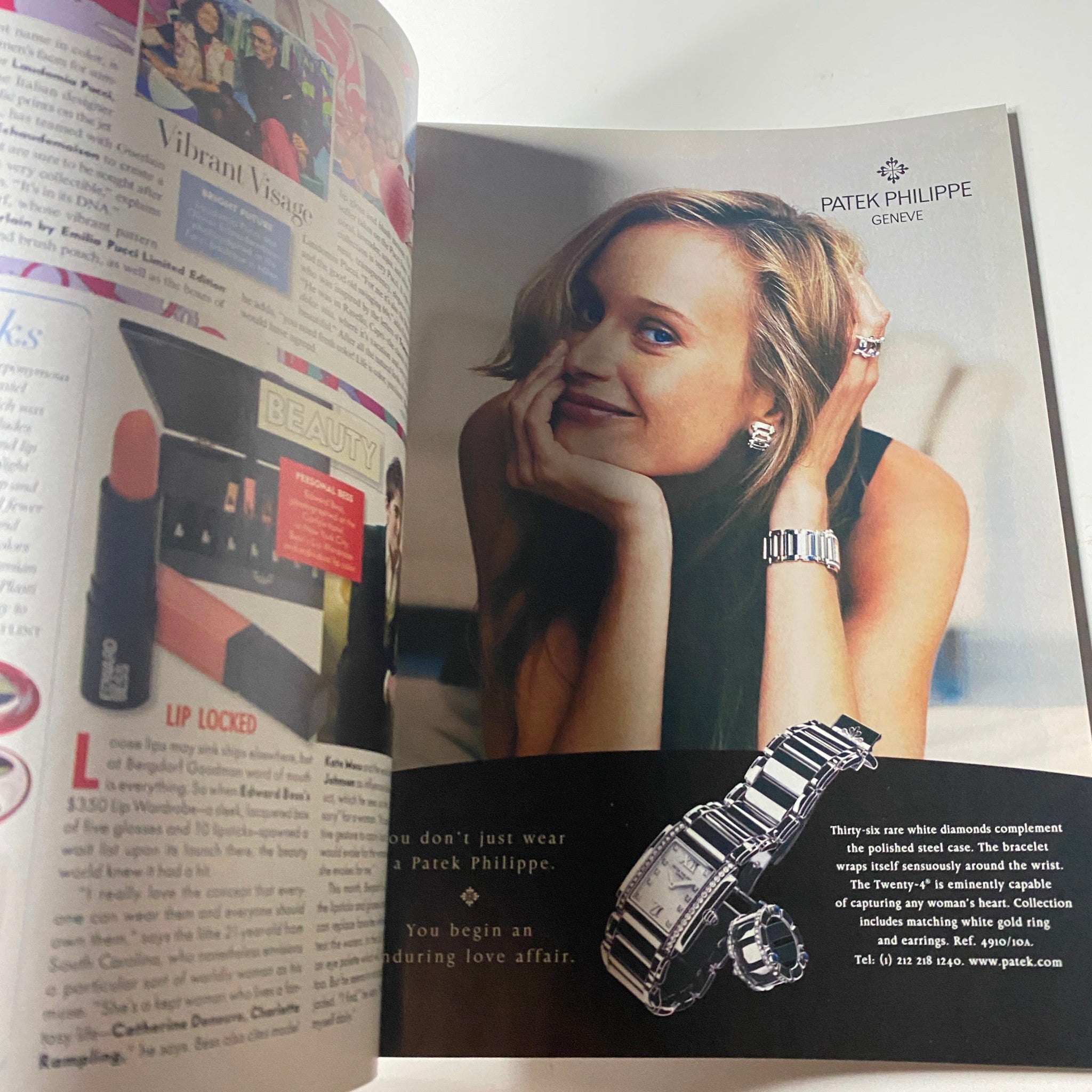 Advertisement page from Vanity Fair Magazine June 2007 for Patek Philippe watches, featuring a smiling woman showcasing fine jewelry. The magazine is in very good condition.