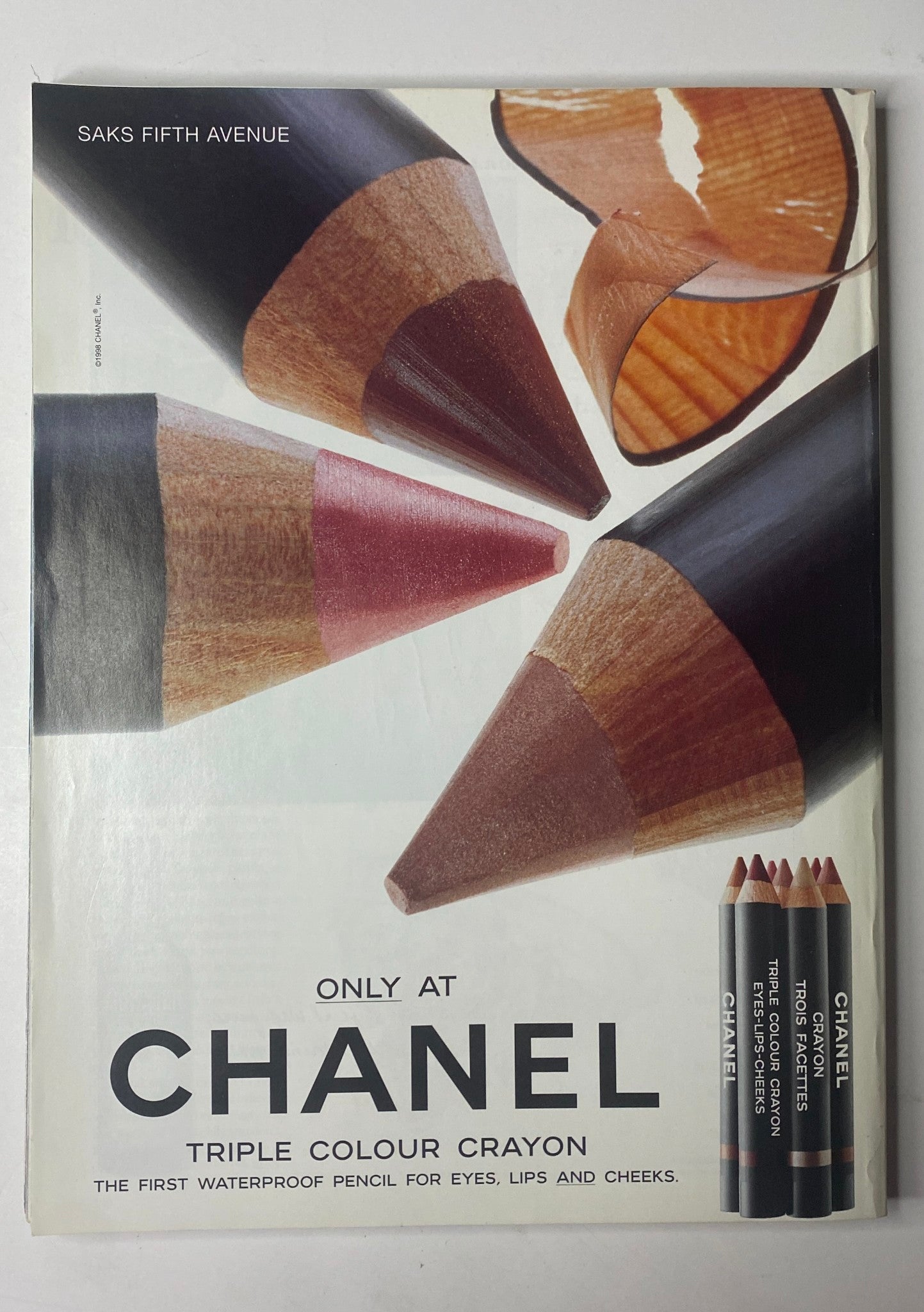 Vogue Magazine June 1998 Sandra Bullock Cover No Label VG featuring a Chanel advertisement for a tricolor waterproof crayon.