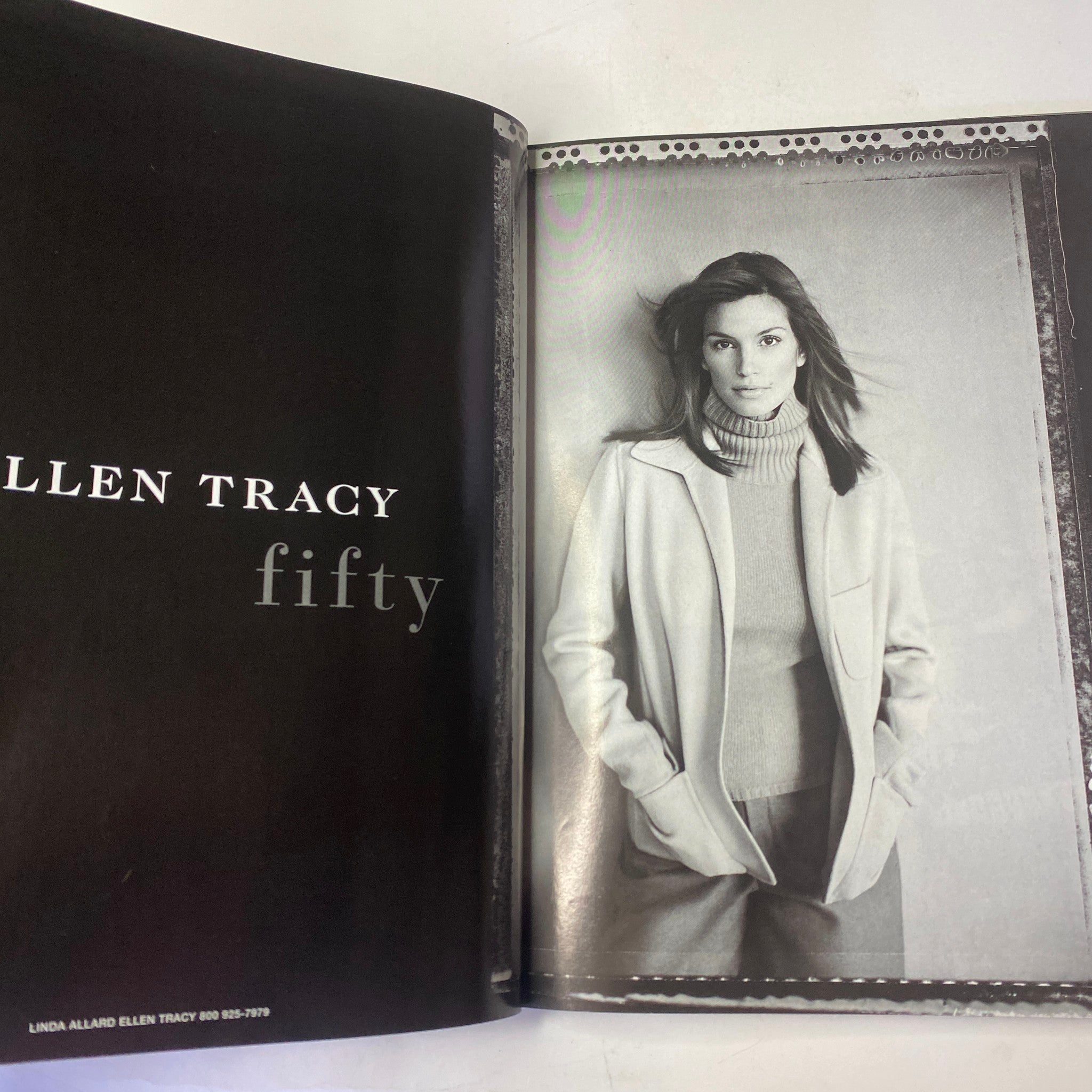 Fashion advertisement page from Vogue Magazine July 1999 featuring 'Ellen Tracy' and showcasing a model in stylish attire.