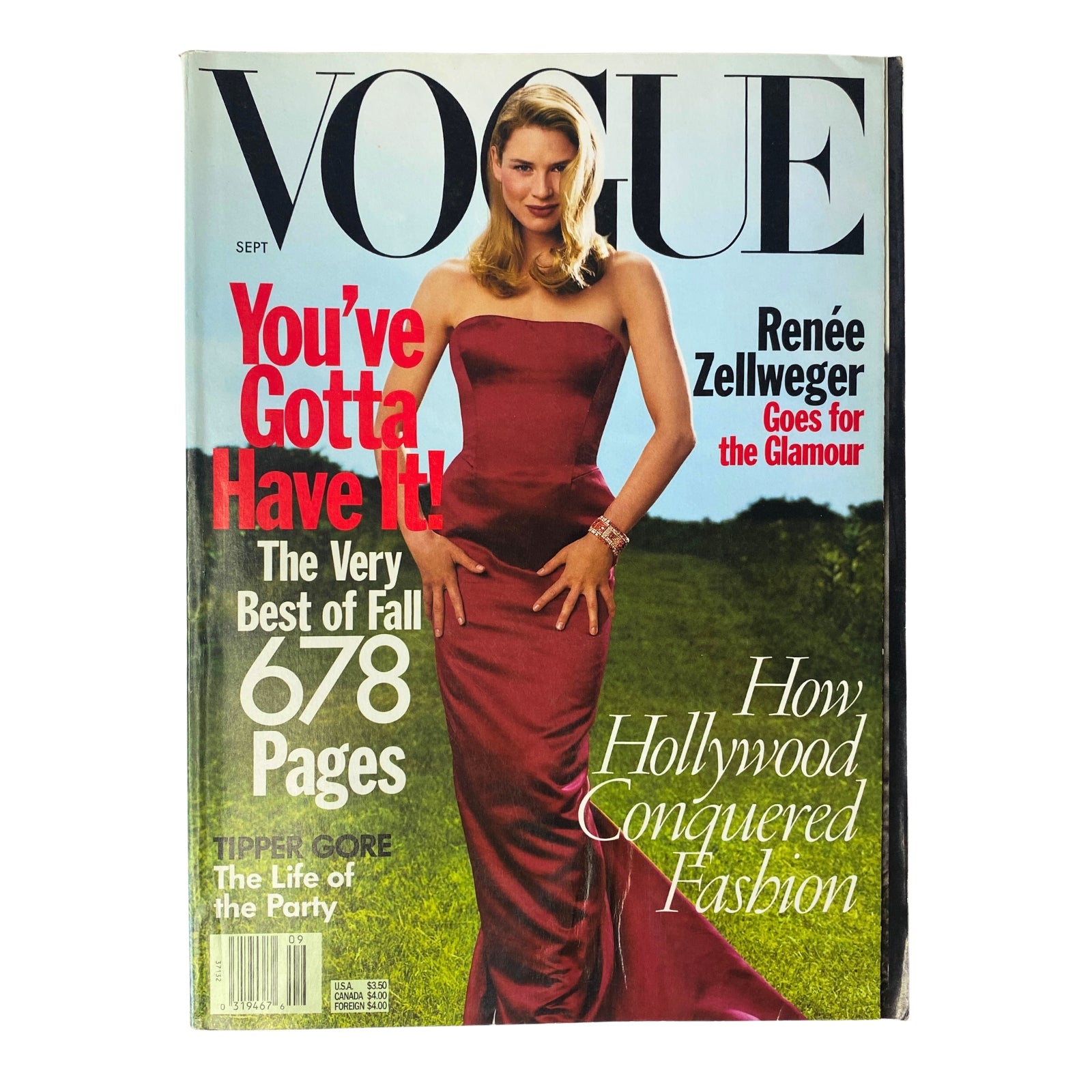 Cover of Vogue Magazine September 1998 featuring Renée Zellweger in a red gown, highlighting Fall fashion with the tagline 'You've Gotta Have It!' and 'How Hollywood Conquered Fashion.'