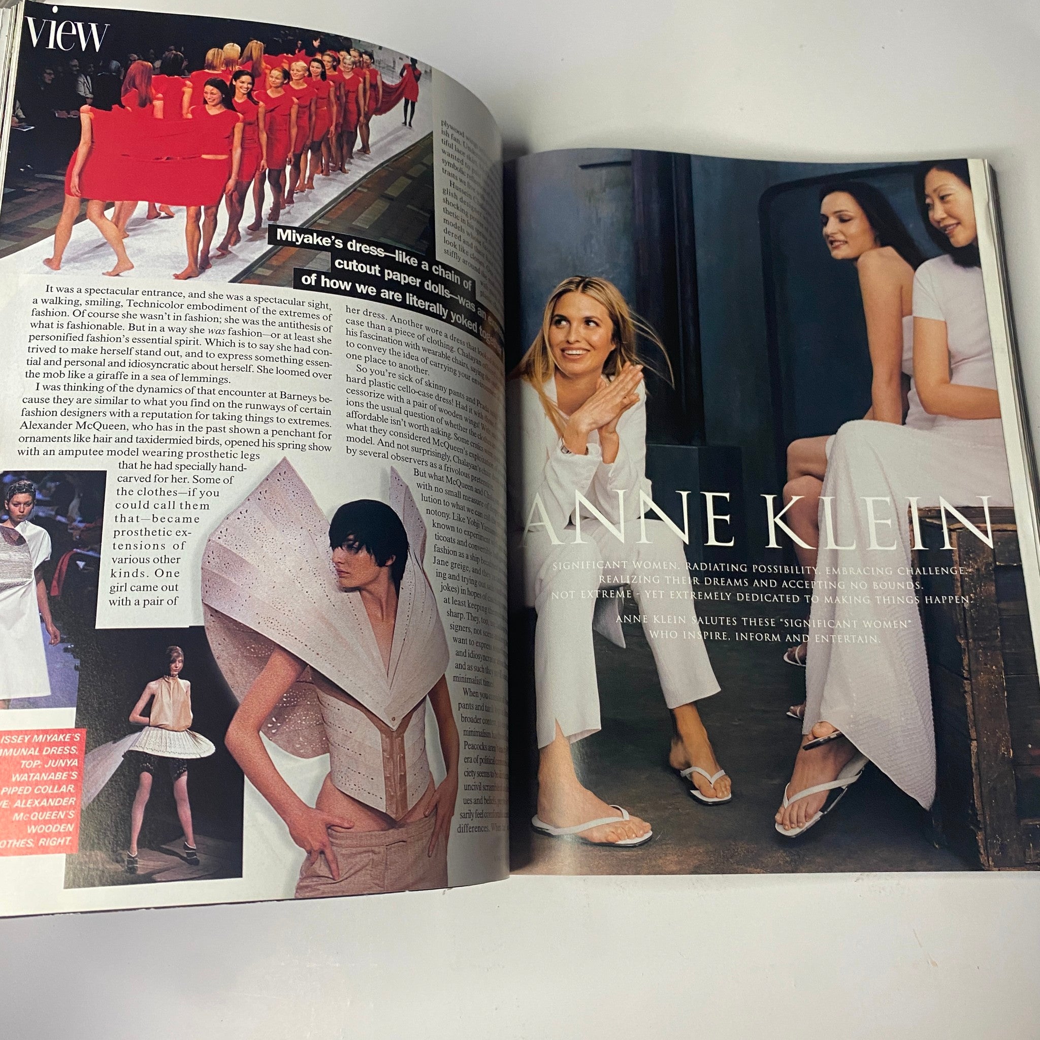 Vogue Magazine March 1999 featuring Carolyn Murphy on the cover, showcasing fashion trends and cultural icons such as Anna Klein and Naomi Campbell, highlighting late-1990s style and designs.