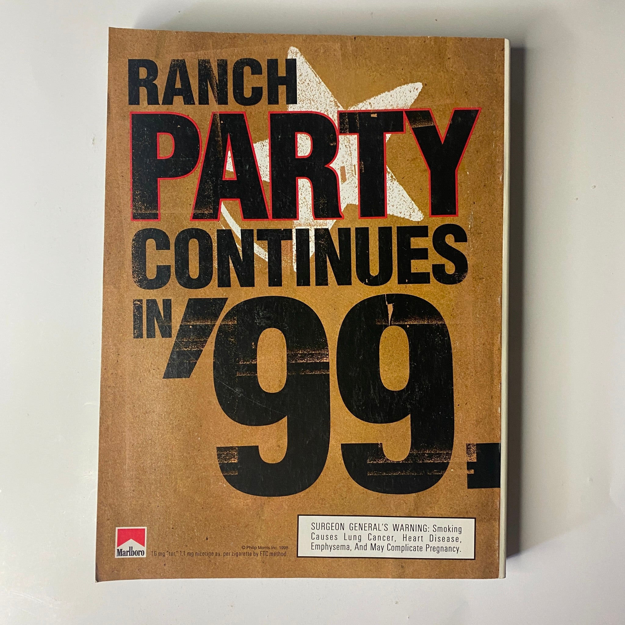 Vogue Magazine March 1999, featuring an advertisement with bold graphics stating 'Ranch Party Continues in ’99', reflecting the design aesthetic of the era.