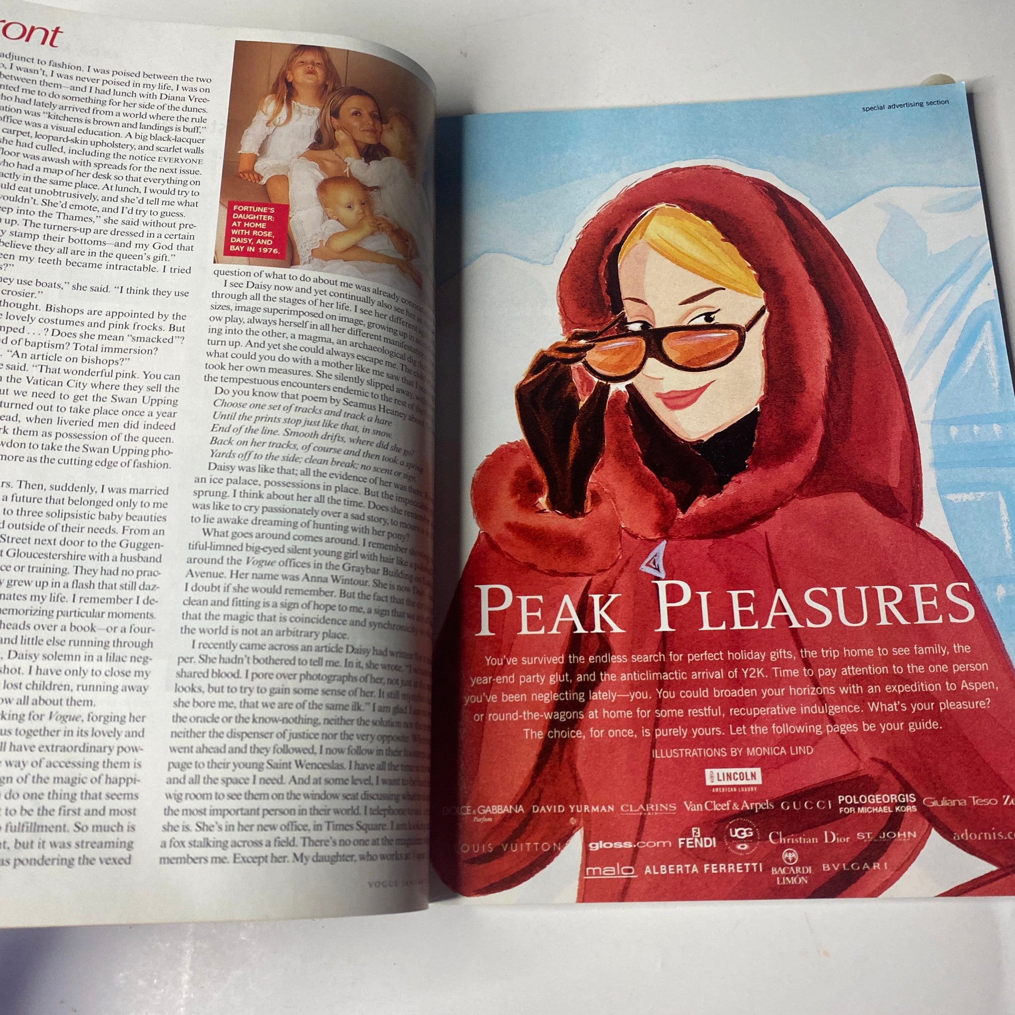 Editorial article from Vogue Magazine January 2000 covering lifestyle and fashion insights for modern readers.