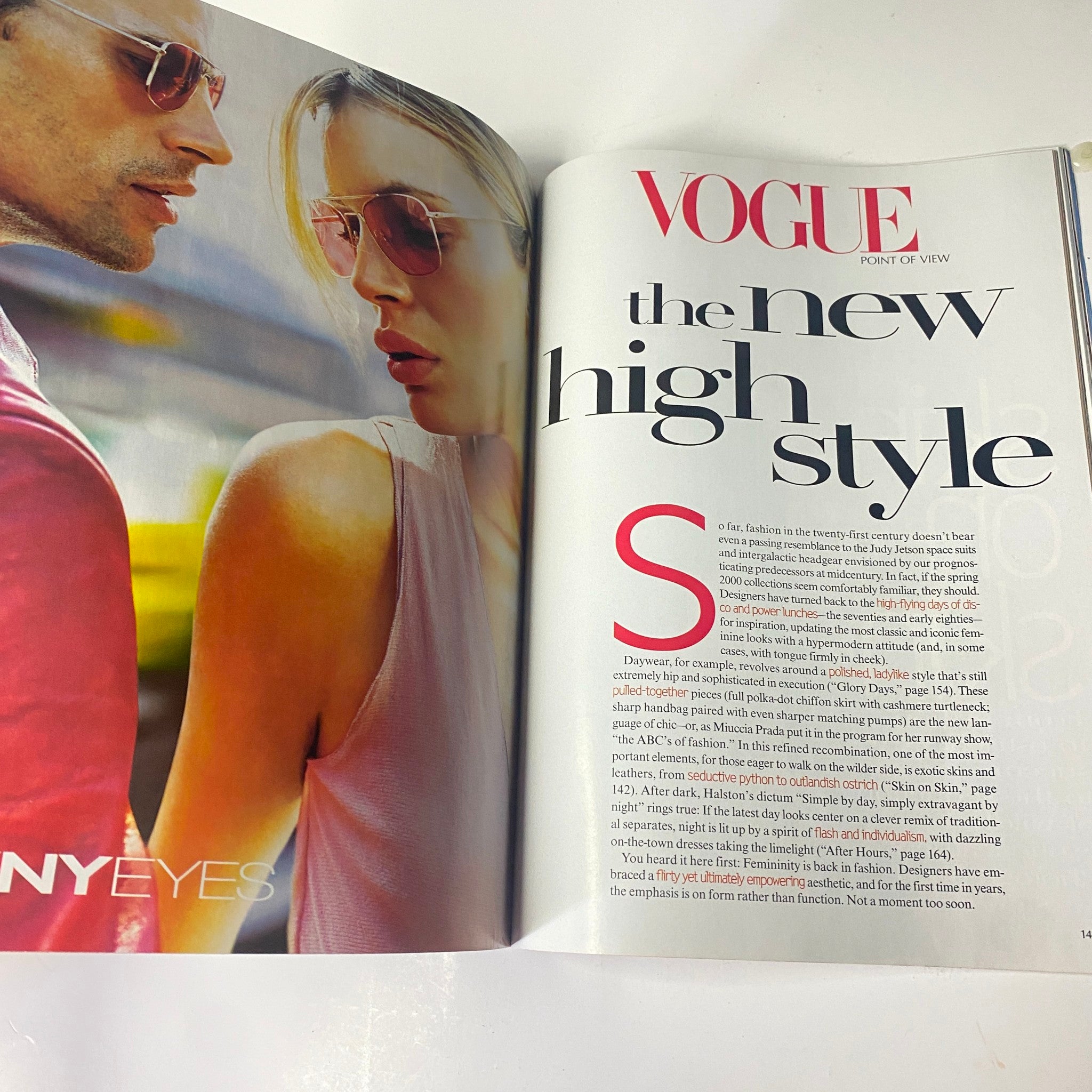 Point of view article in Vogue Magazine January 2000 discussing high fashion trends for the upcoming decade.