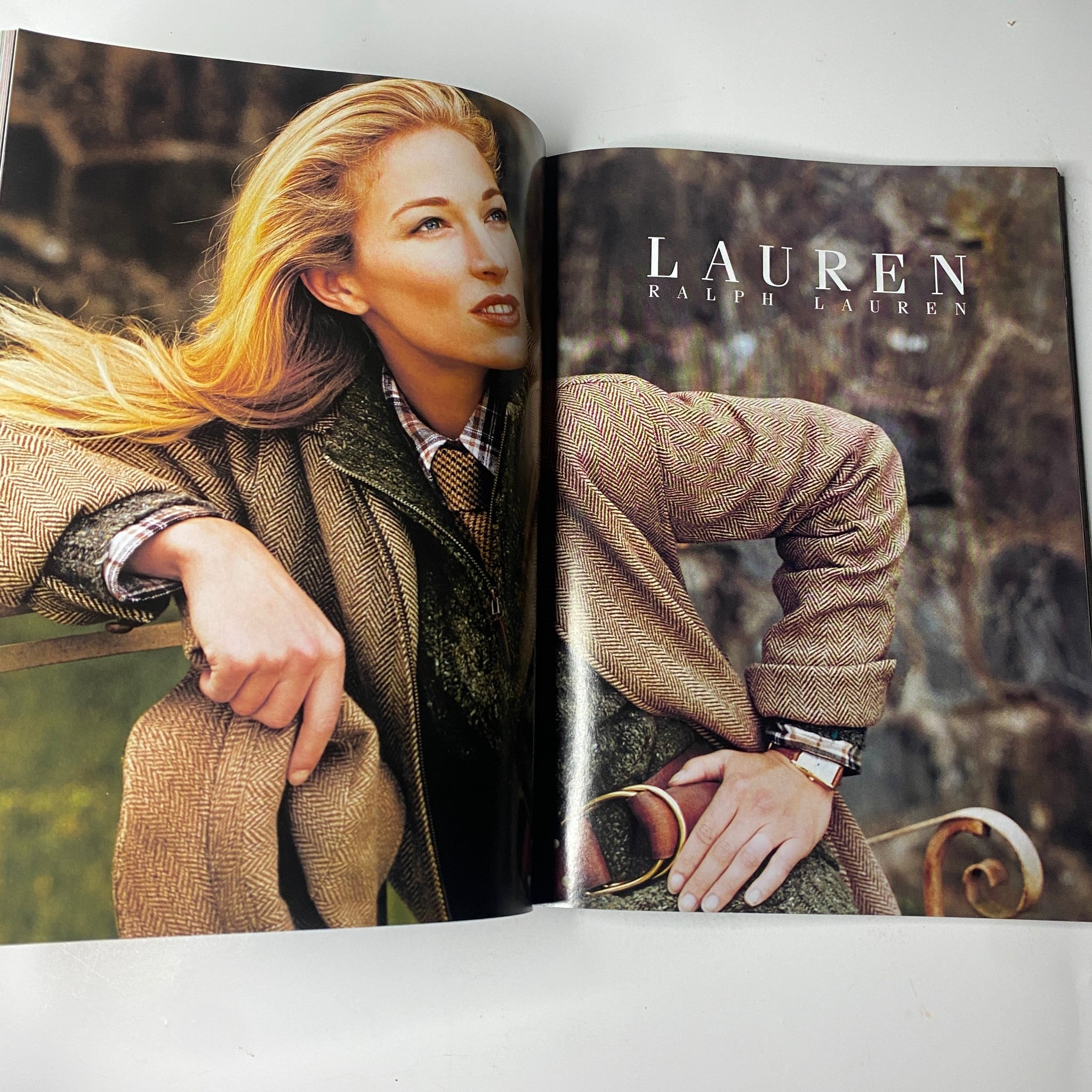 A stunning fashion editorial featuring Ralph Lauren designs in Vogue Magazine October 2001, capturing timeless style and sophistication.