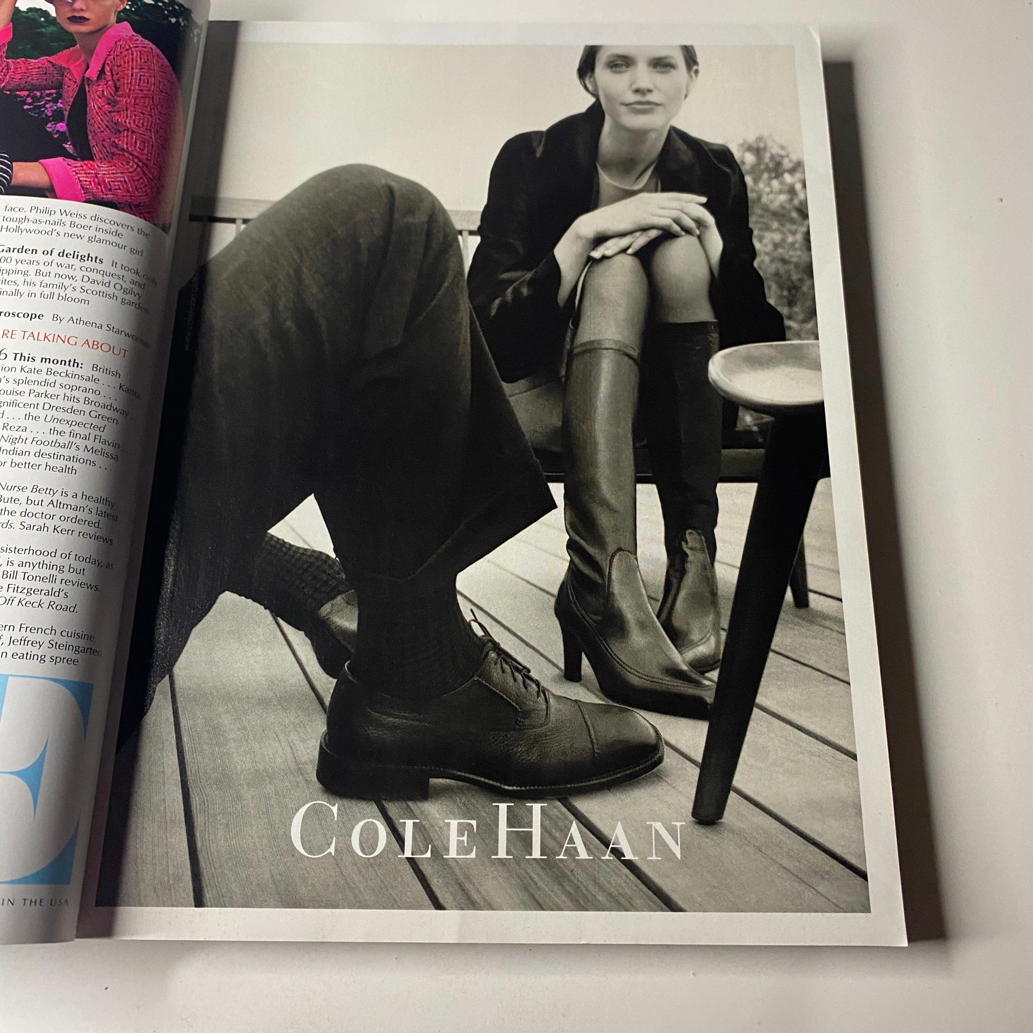 Cole Haan advertisement from Vogue Magazine October 2000 showcasing stylish footwear in a modern setting, reflecting trends of the fall season.