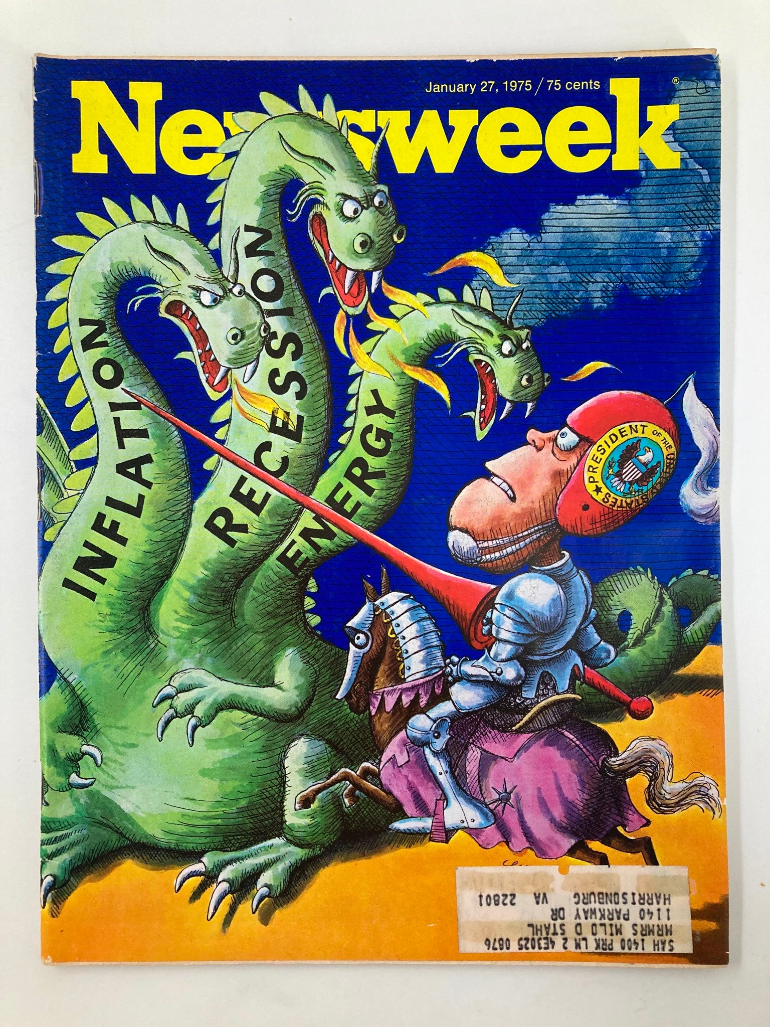 VTG Newsweek Magazine January 27 1975 The Inflation, Recession & Energy As One