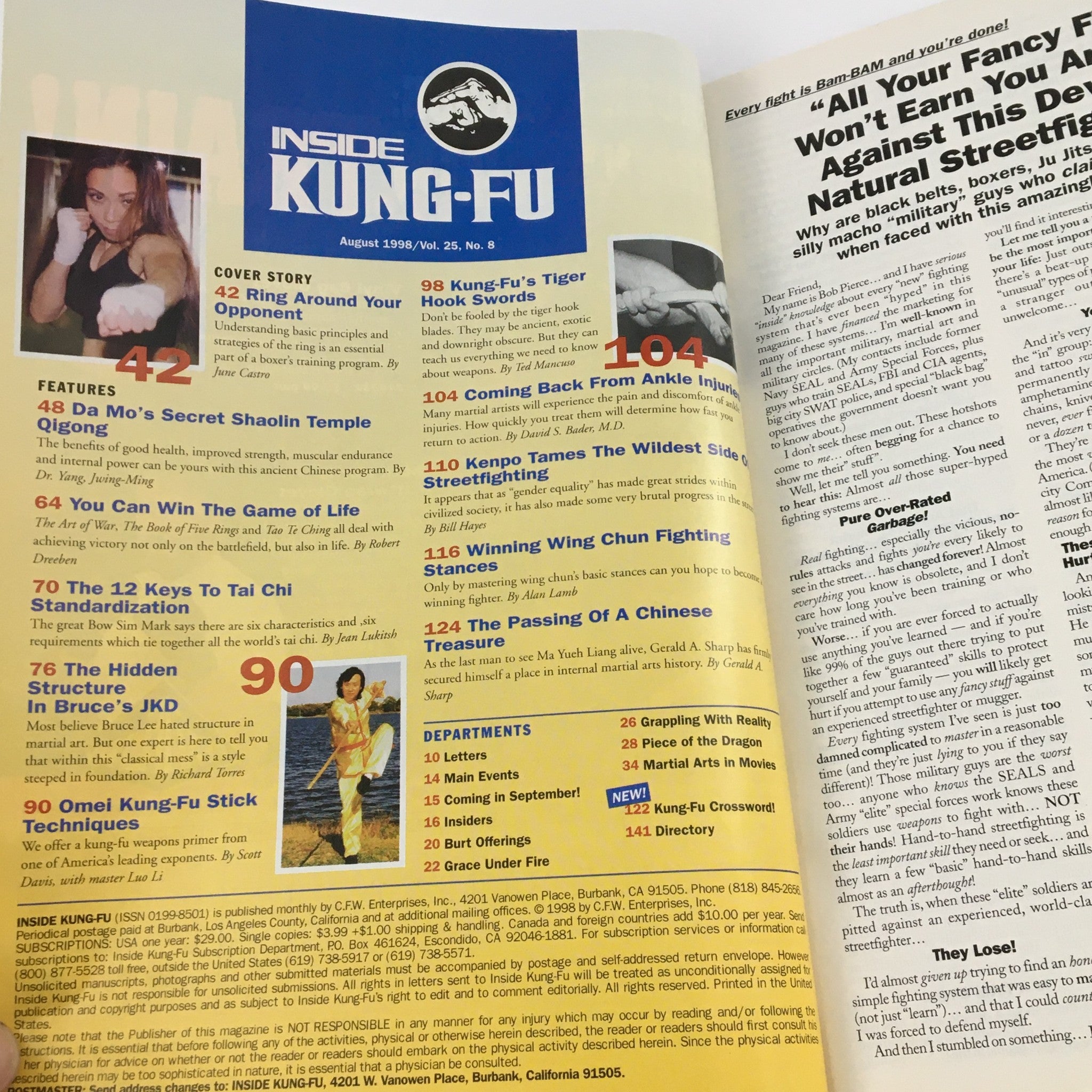 Inside Kung Fu Magazine August 1998 June Castro and Garth Redwood No Label