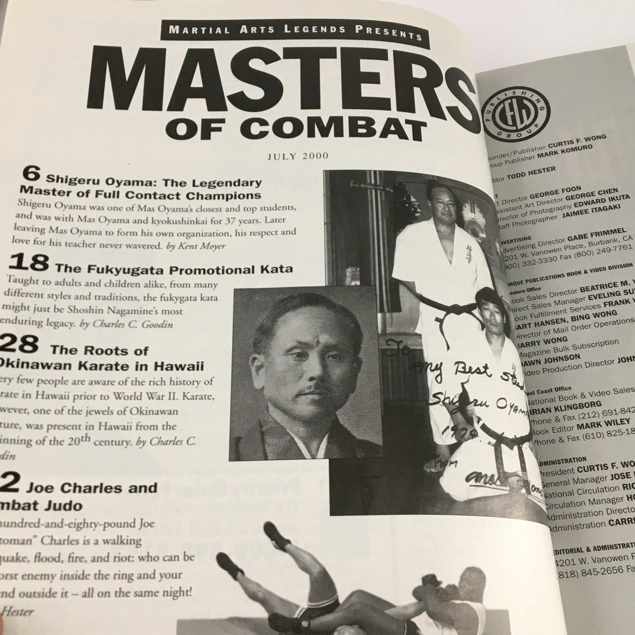 Masters of Combat Magazine July 2000 Joe Charles & Shigeru Oyama No Label