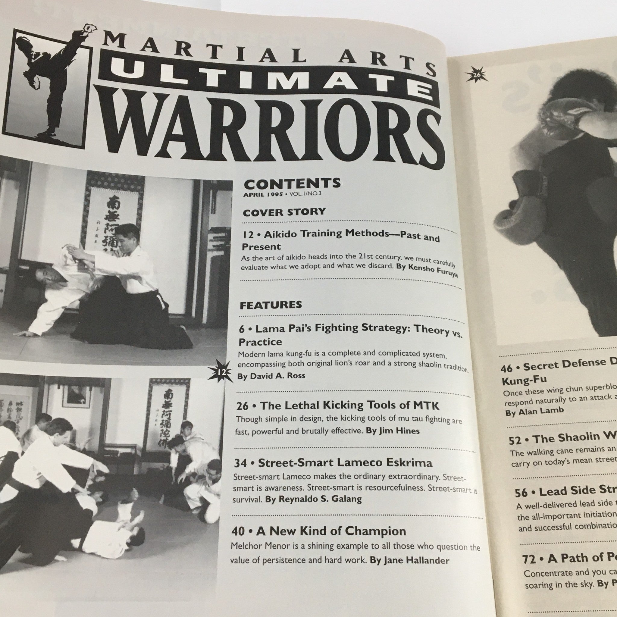 Martial Arts Ultimate Warriors April 1995 Sensei Kensho Furuya No Label