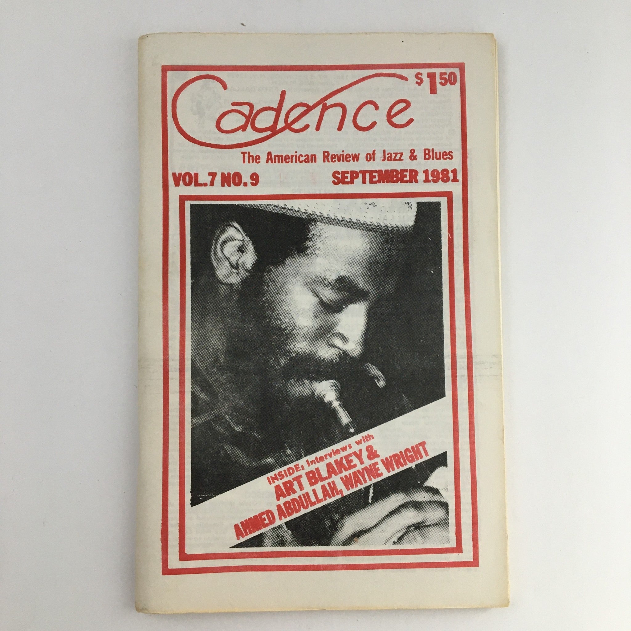 Cadence Magazine September 1981 Art Blakey, Ahmed Abdullah & W. Wright No Label