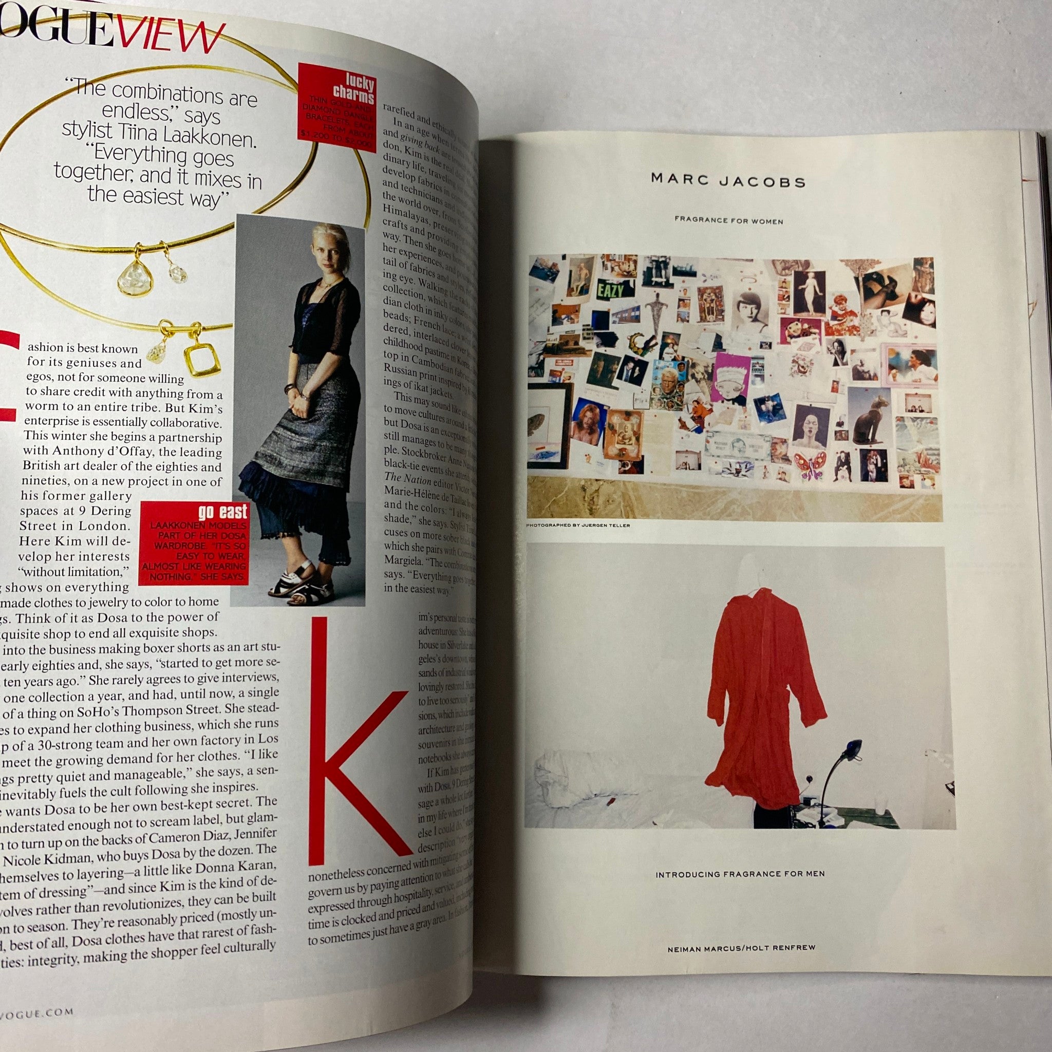 Vogue Magazine December 2002 Halle Berry Cover No Label - Page featuring a fashion layout for Marc Jacobs and a discussion on styling.