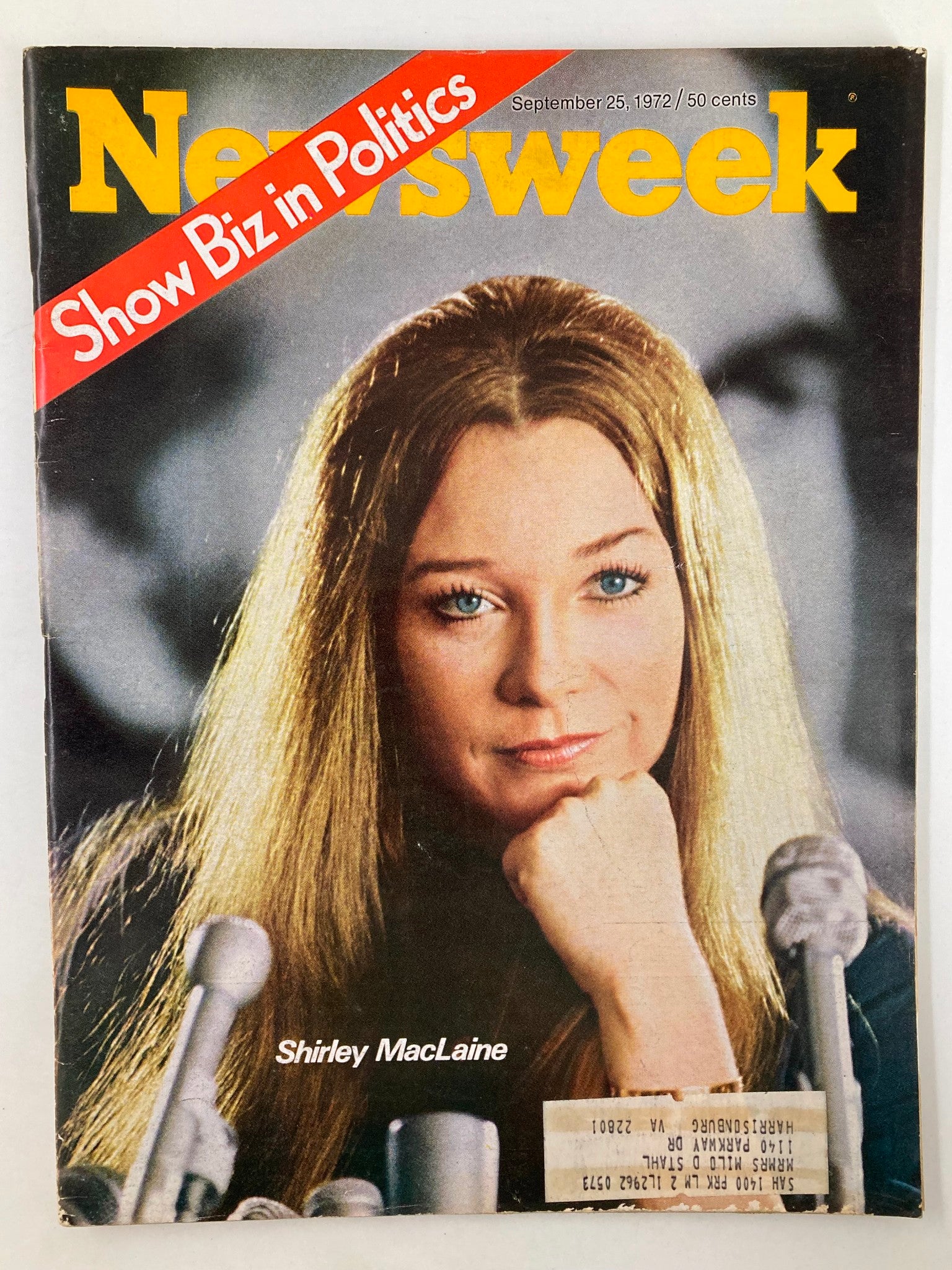 VTG Newsweek Magazine September 25 1972 Shirley MacLaine Show Biz in Politics