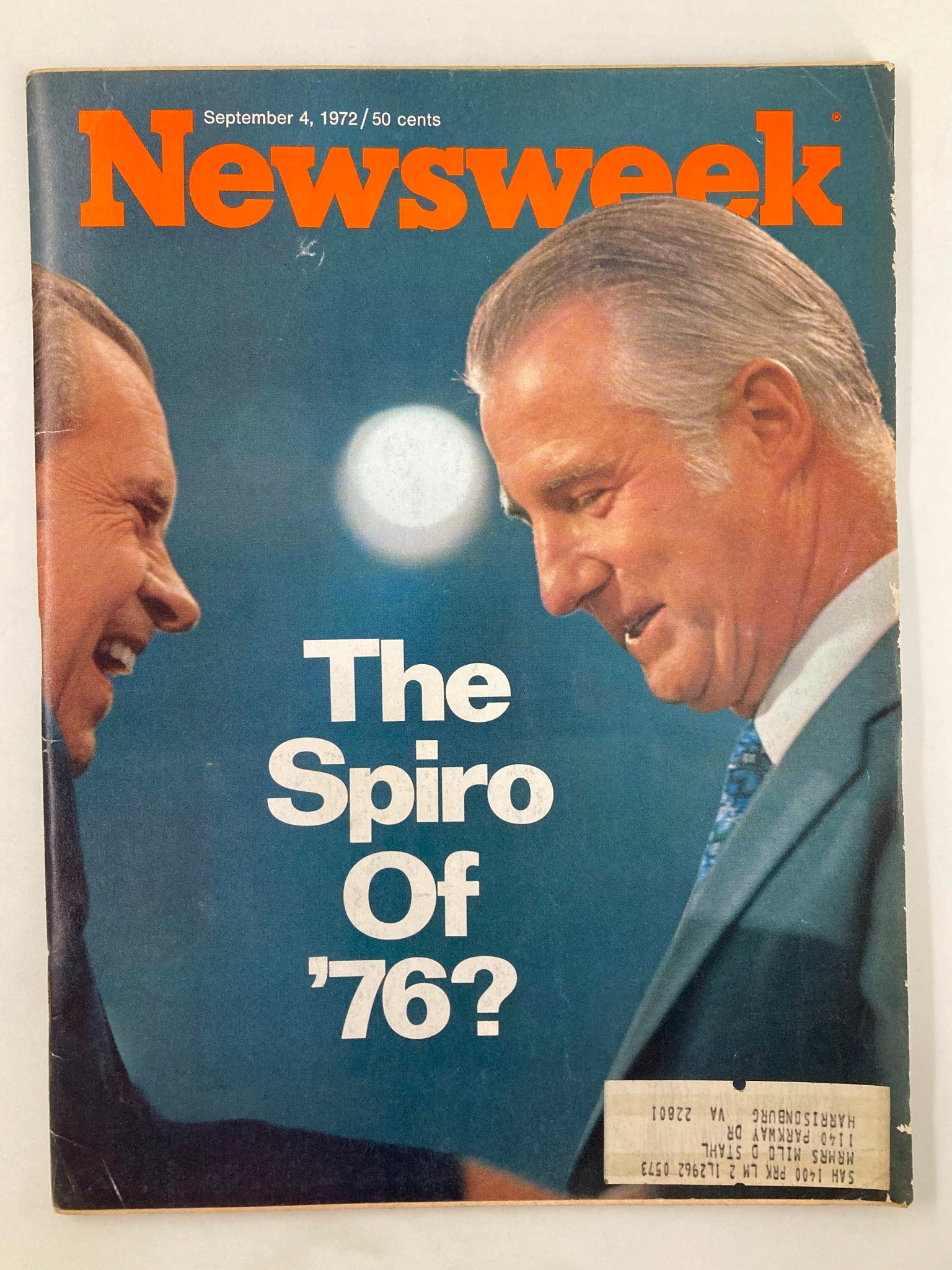 VTG Newsweek Magazine September 4 1972 The Spiro Agnew of 1976