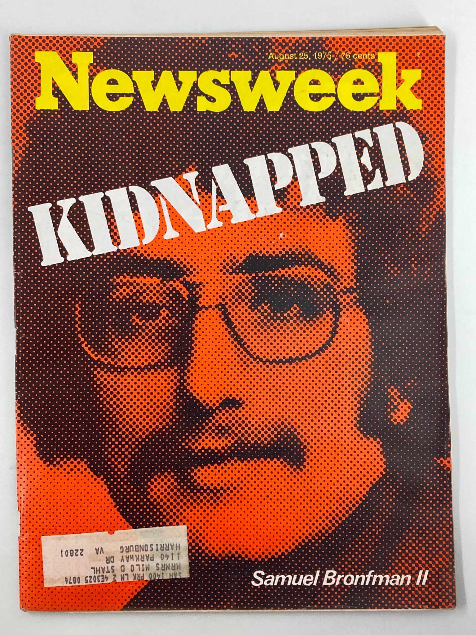 VTG Newsweek Magazine August 25 1975 Samuel Bonfman II Kidnapped