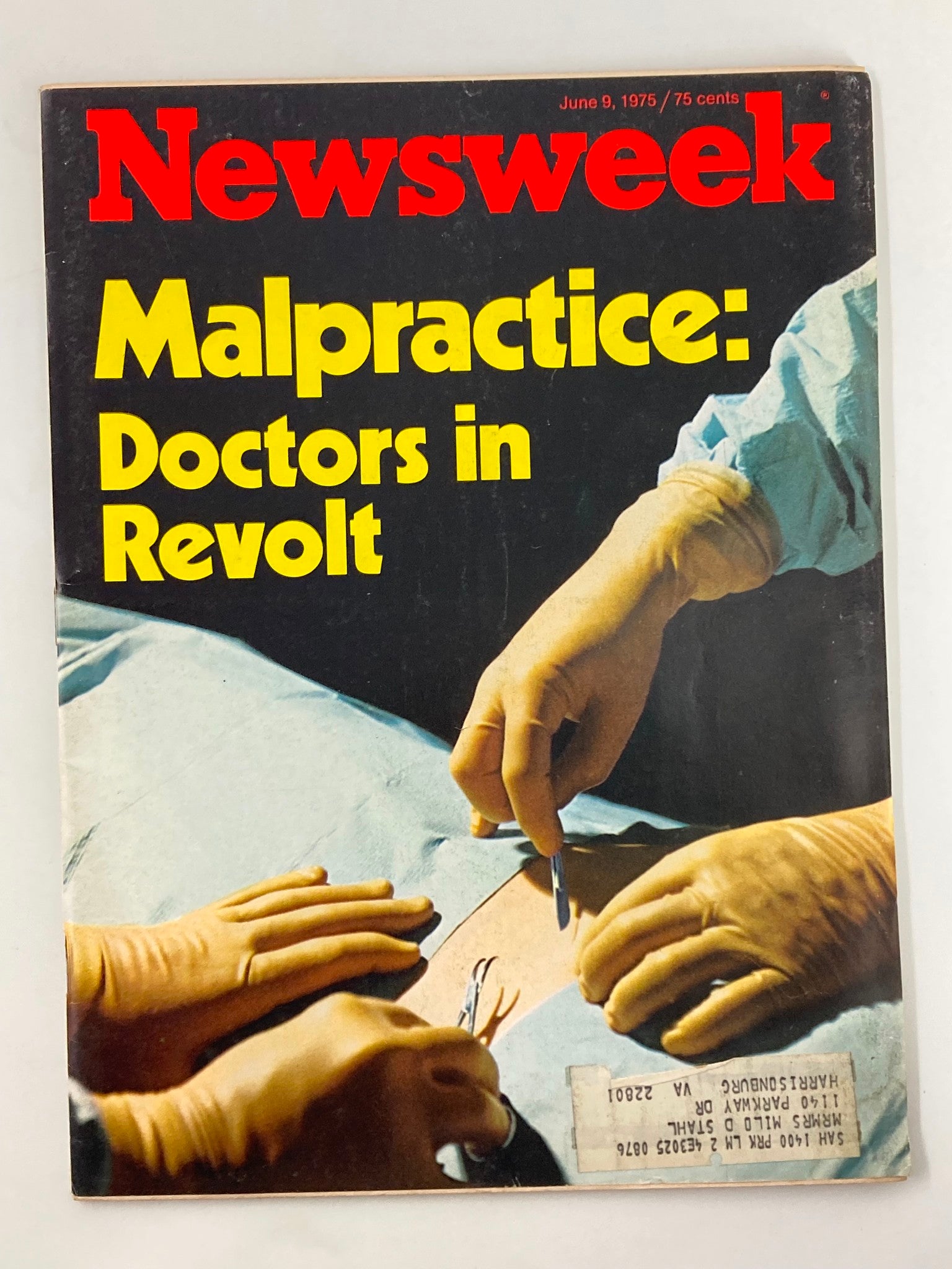 VTG Newsweek Magazine June 9 1975 Malpractice Doctors in Revolt