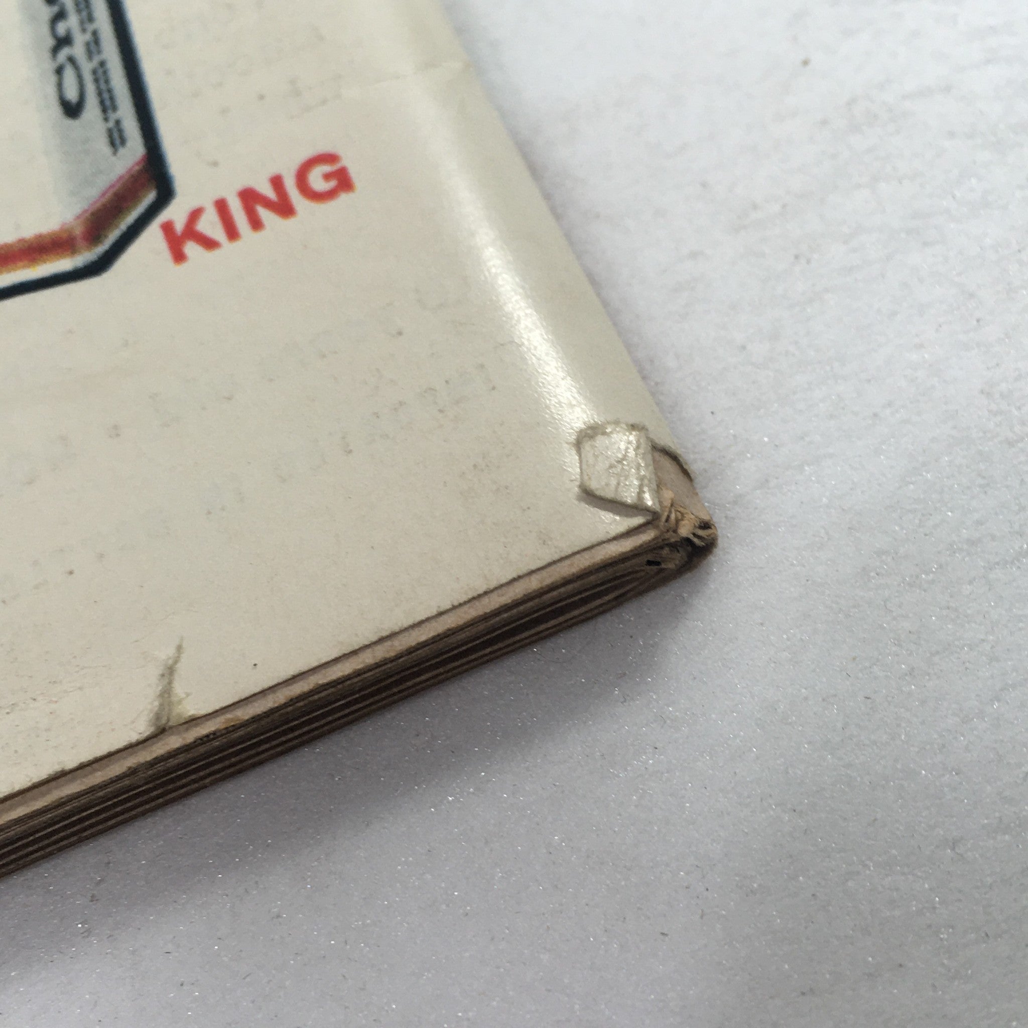 Close-up of the corner damage on the back cover of VTG Life Magazine, May 26, 1958.