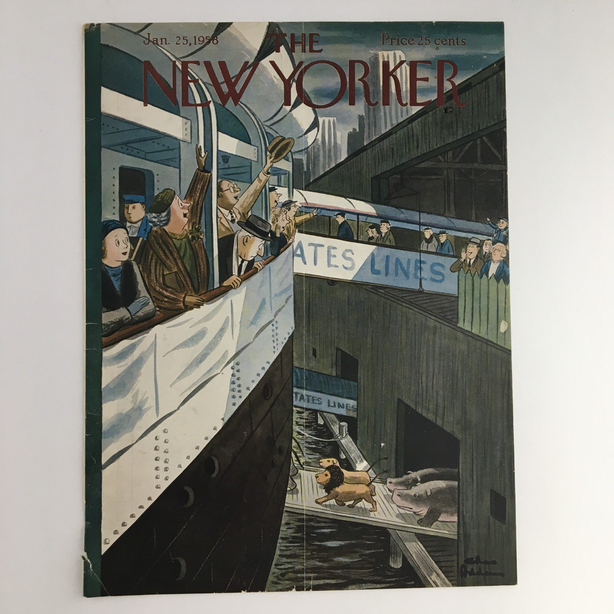 COVER ONLY The New Yorker January 25 1958 Full Cover Theme by Chas Addams