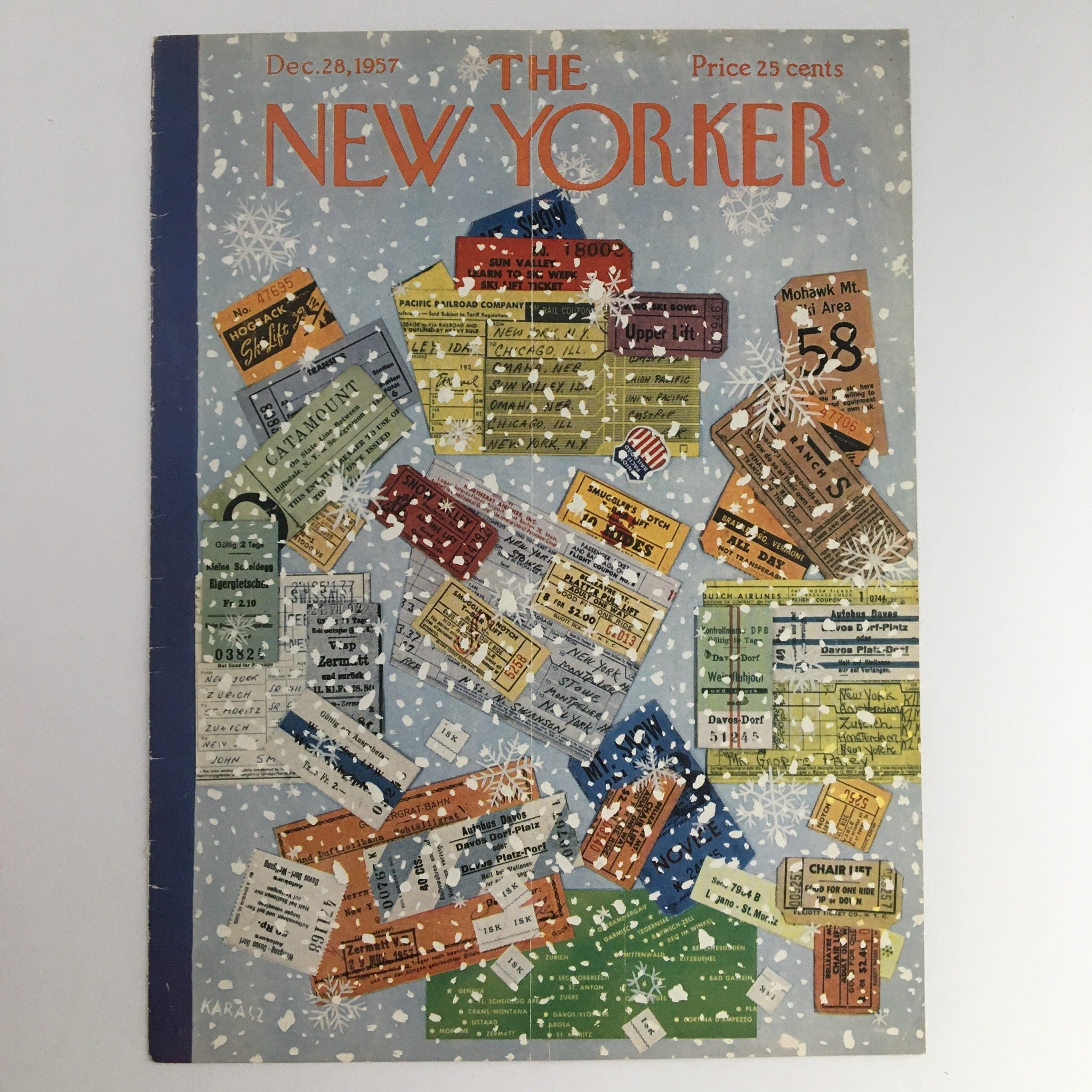 COVER ONLY The New Yorker December 28 1957 Full Cover Theme by Ilonka Karasz