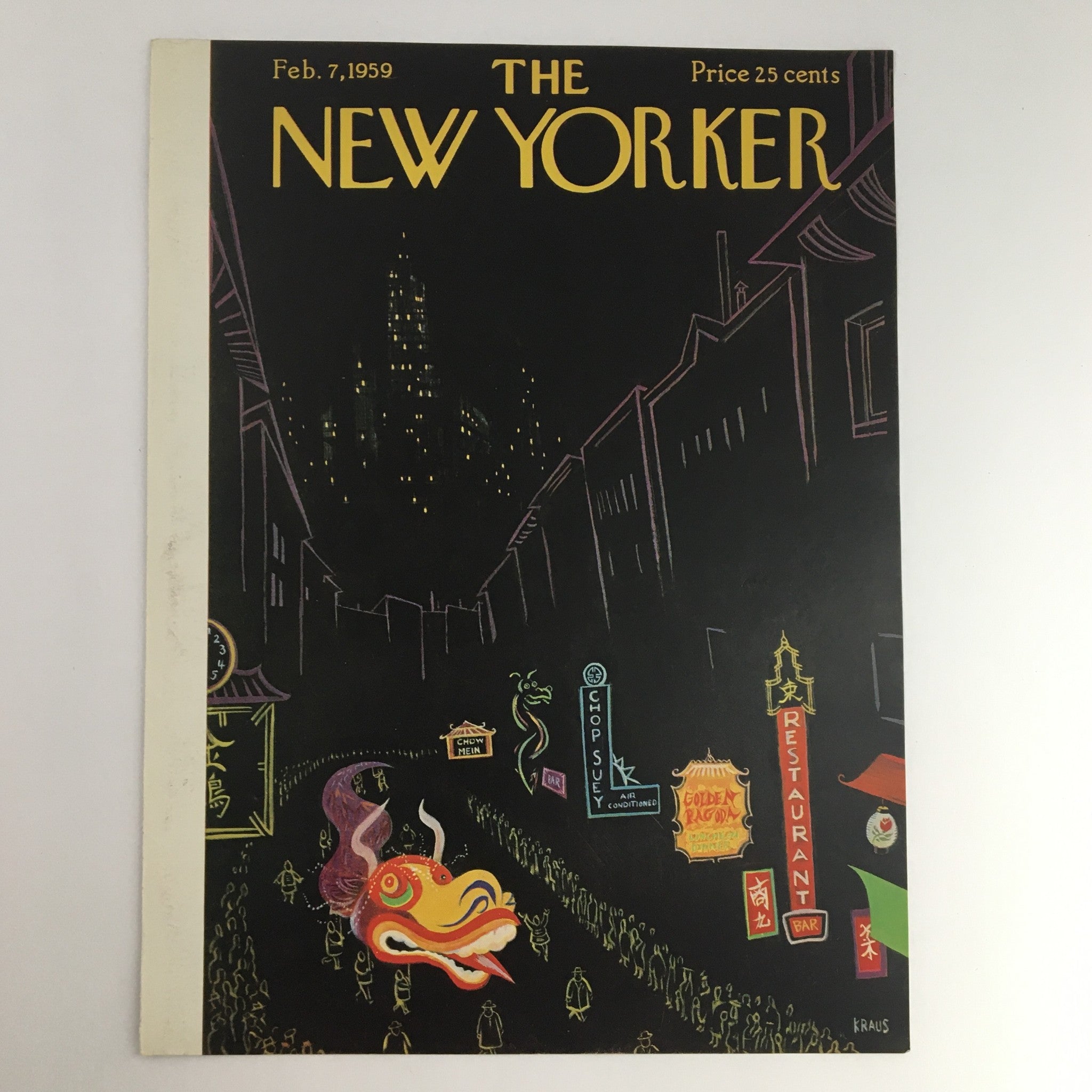 COVER ONLY The New Yorker February 7 1959 Full Cover Theme by Robert Kraus