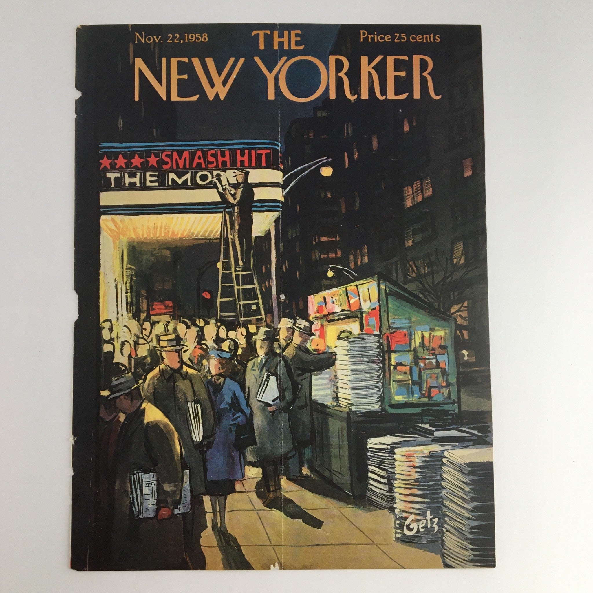 COVER ONLY The New Yorker November 22 1958 Full Cover Theme by Arthur Getz