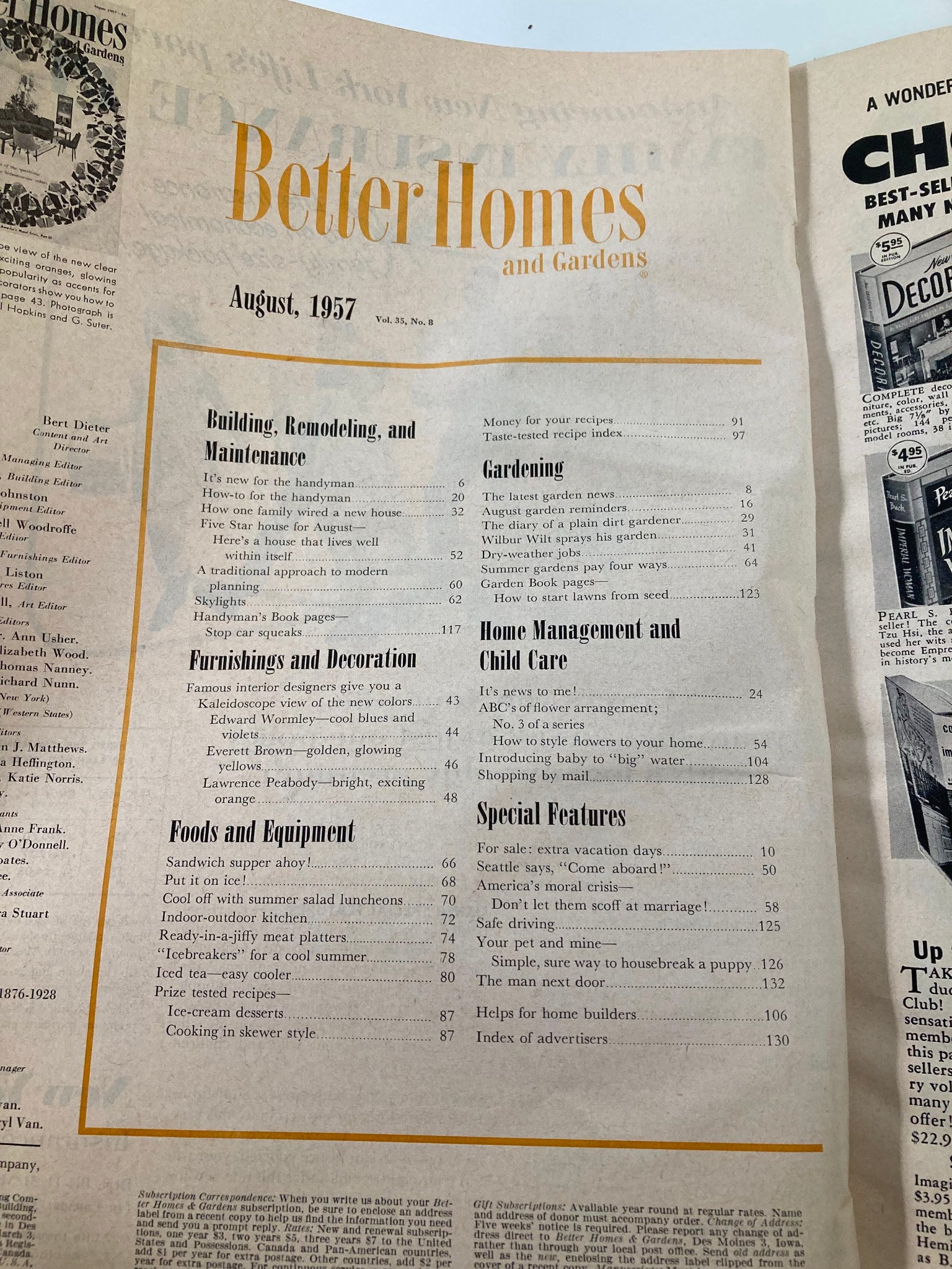 VTG Better Homes and Gardens Magazine August 1957 Don't Let Them Scoff Marriage