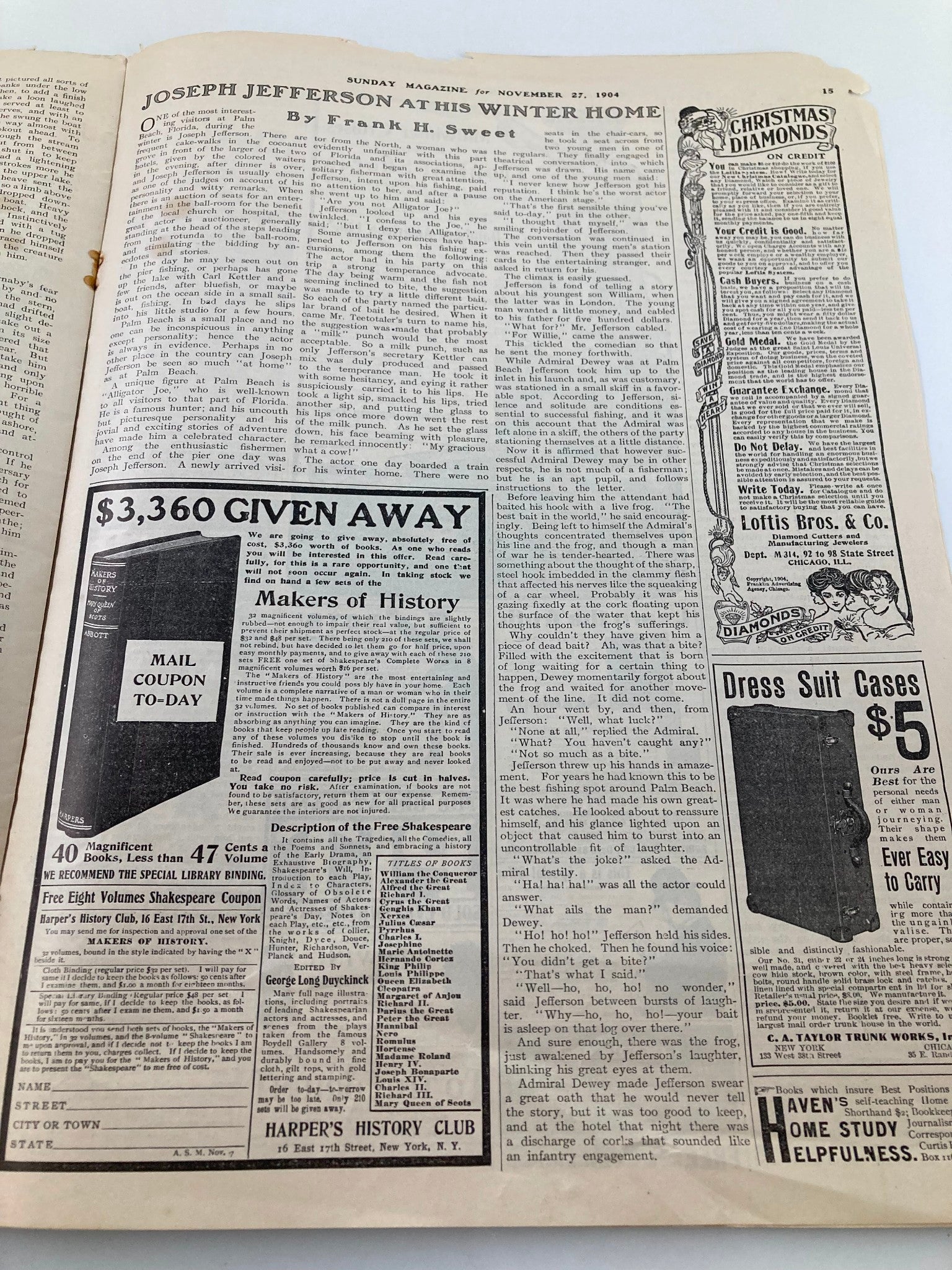 VTG The Sunday Magazine November 27 1904 Joseph Jefferson at his Winter Home