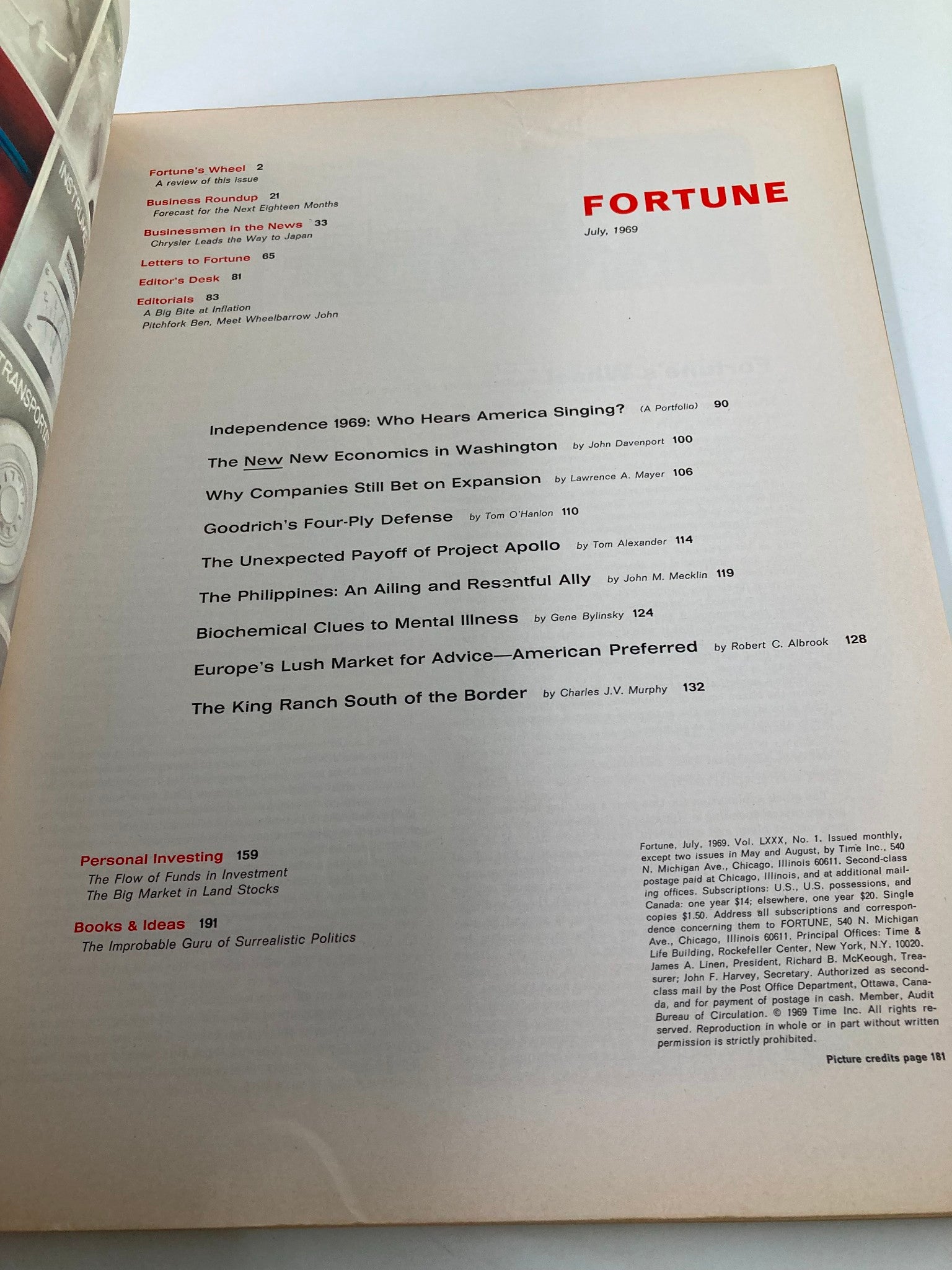 VTG Fortune Magazine July 1969 The Consultants Invade Europe No Label