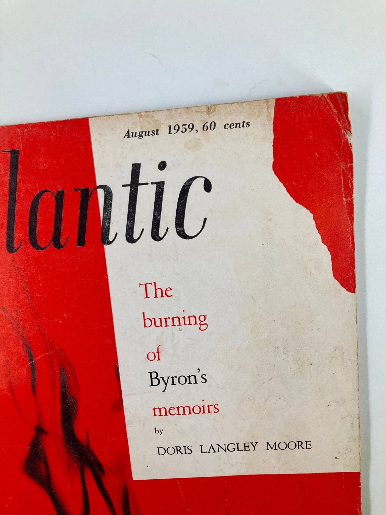 VTG The Atlantic Magazine August 1959 The Burning of Byron's Memoirs No Label