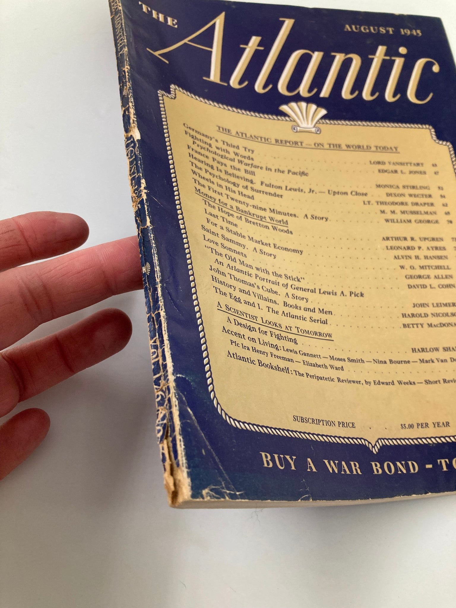 VTG The Atlantic Magazine August 1945 Report on the World Today No Label